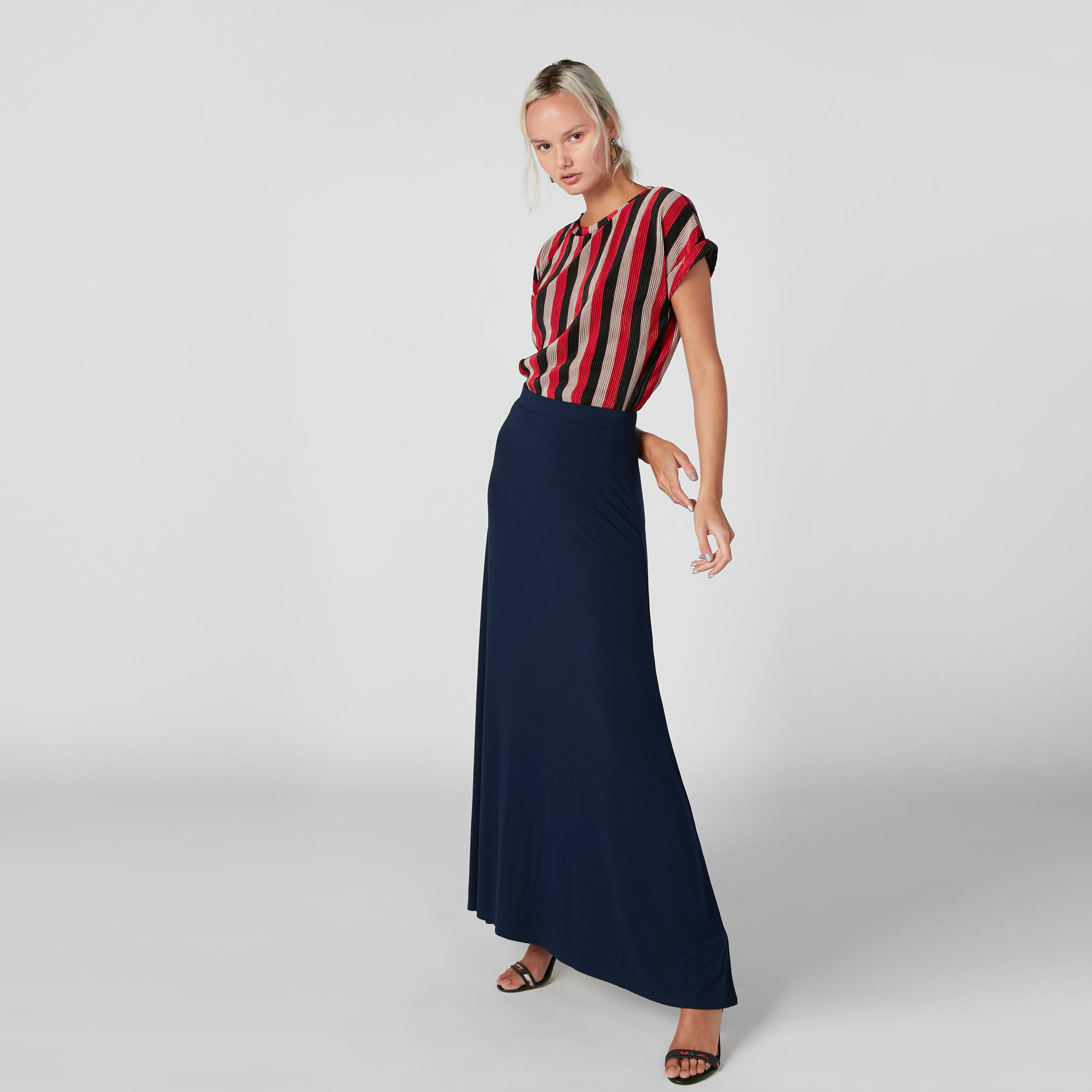 Striped Top with Round Neck and Extended Sleeves-women-clothing-tshirts-image-1