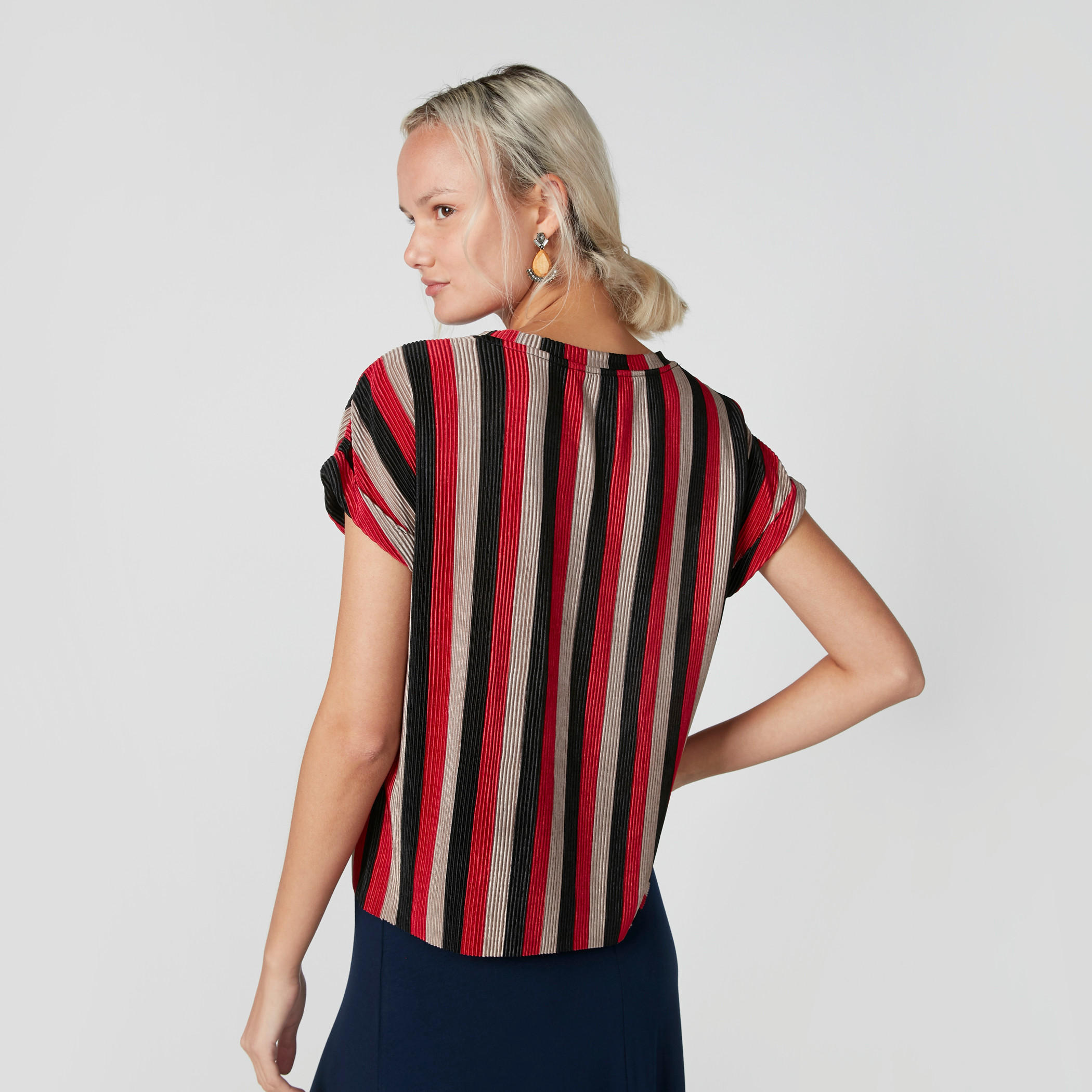 Striped Top with Round Neck and Extended Sleeves-women-clothing-tshirts-image-2