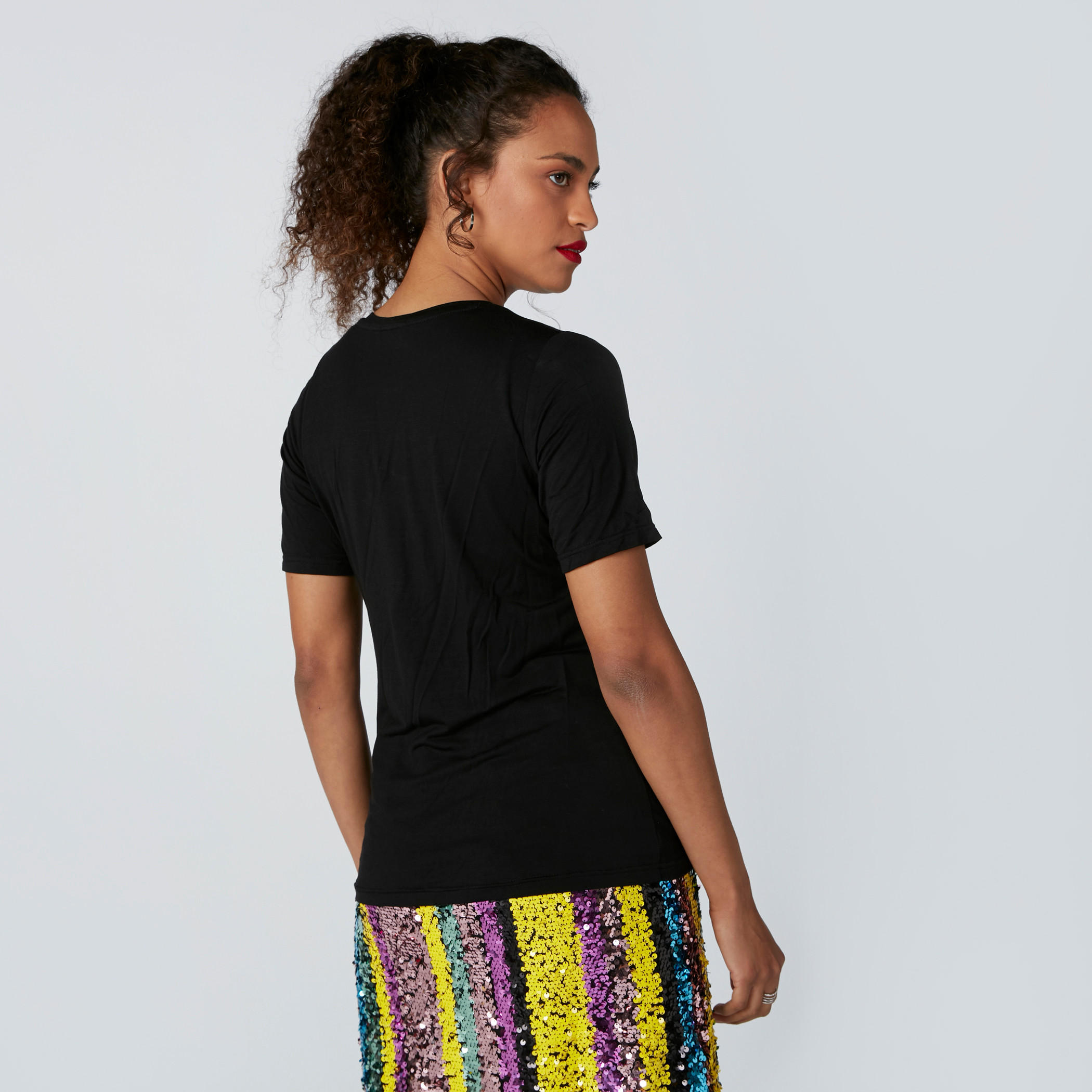 Sequin Detail T-Shirt with Short Sleeves-women-clothing-tshirts-image-3