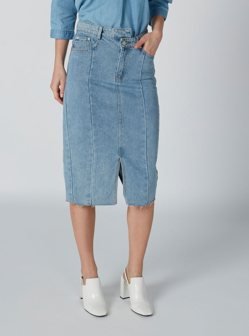 تنورة دينم ضيّقة متوسطة الطول بفتحة وجيوب-women-clothing-bottoms-skirts-image-3
