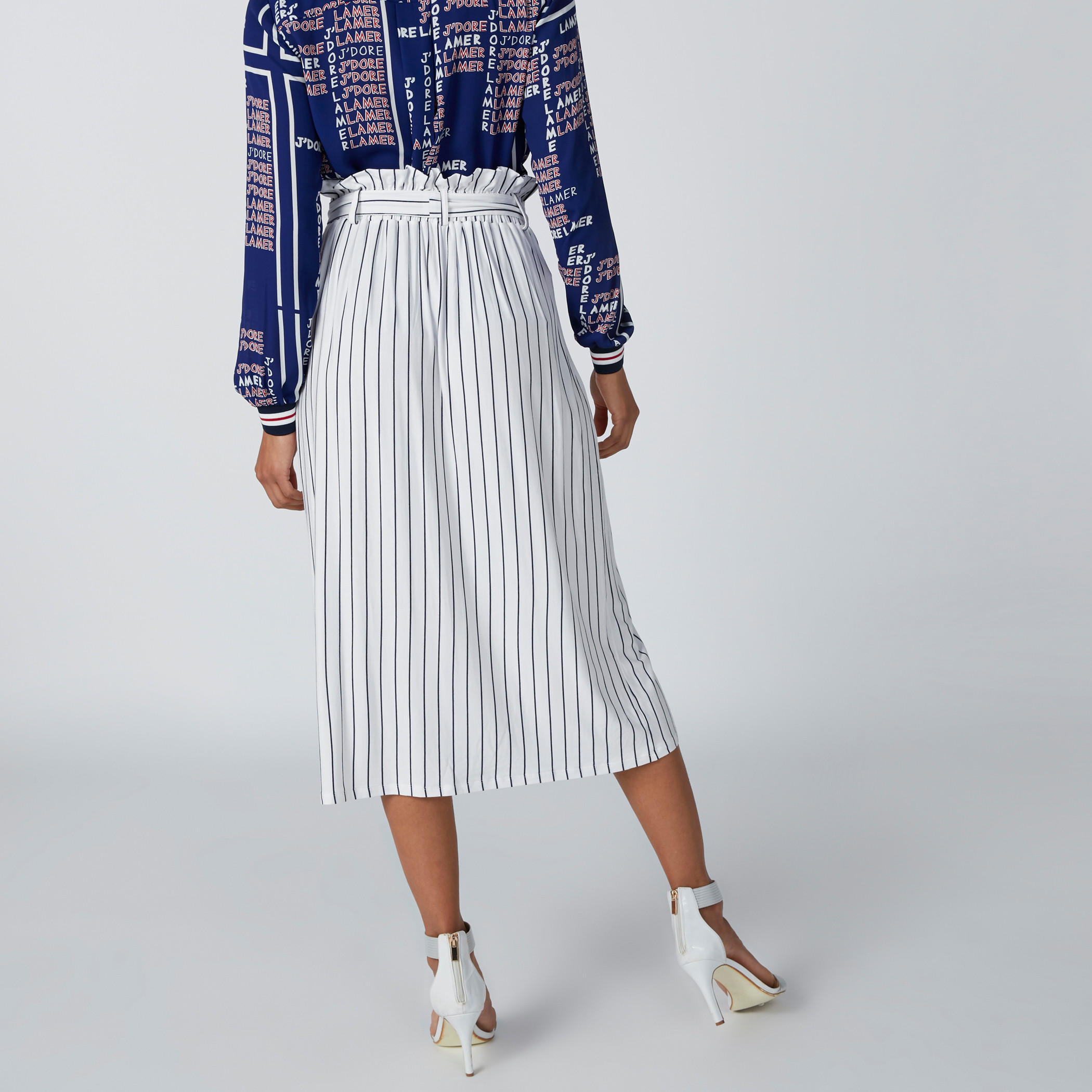 تنورة إيه لاين مقلّمة بعقدة-women-clothing-bottoms-skirts-image-2