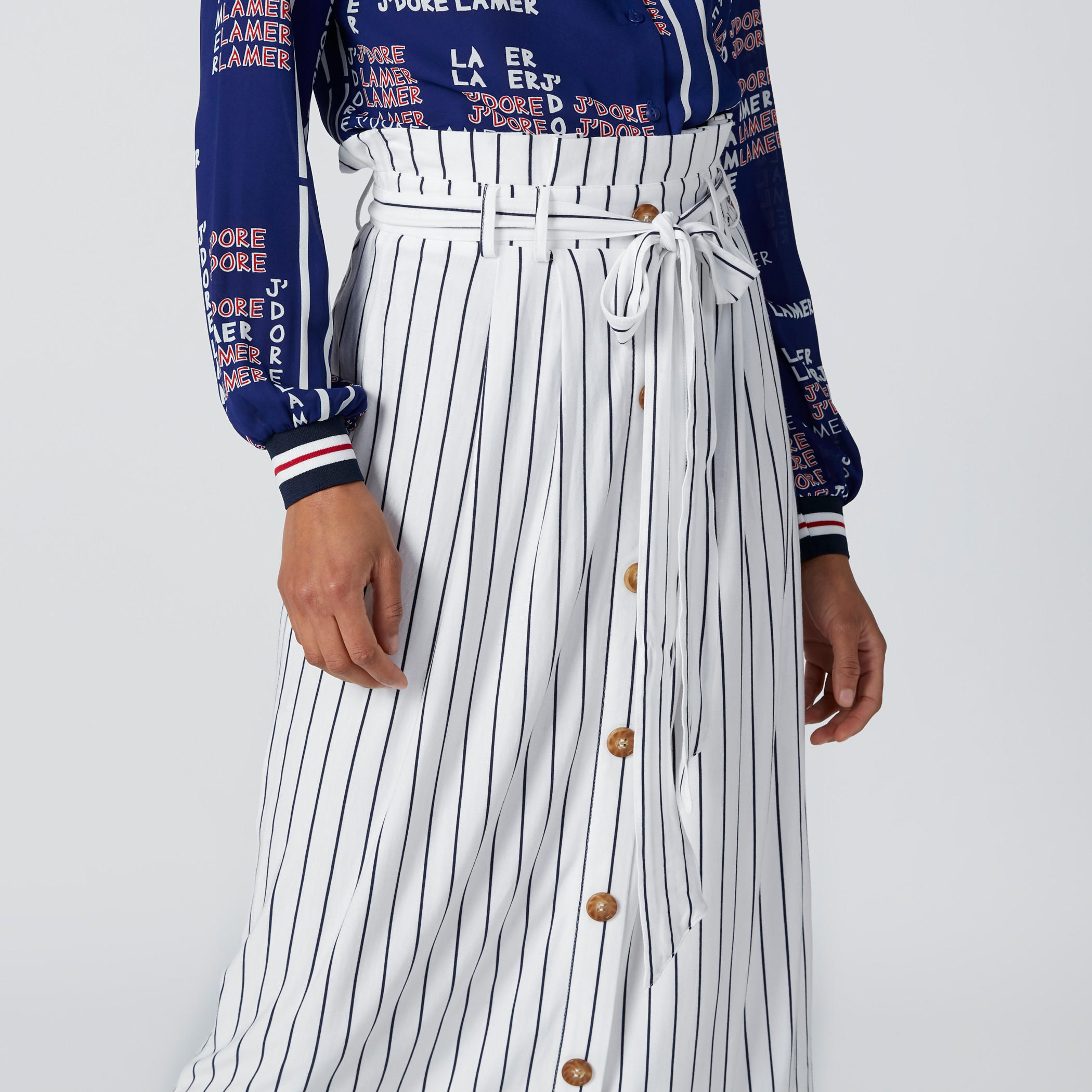 تنورة إيه لاين مقلّمة بعقدة-women-clothing-bottoms-skirts-image-4