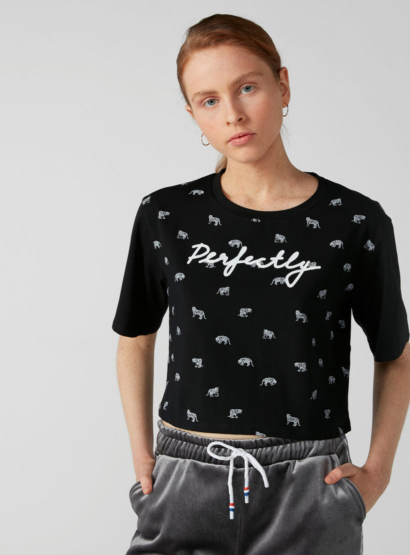 Printed T-Shirt with Short Sleeves-women-clothing-tshirts-image-1