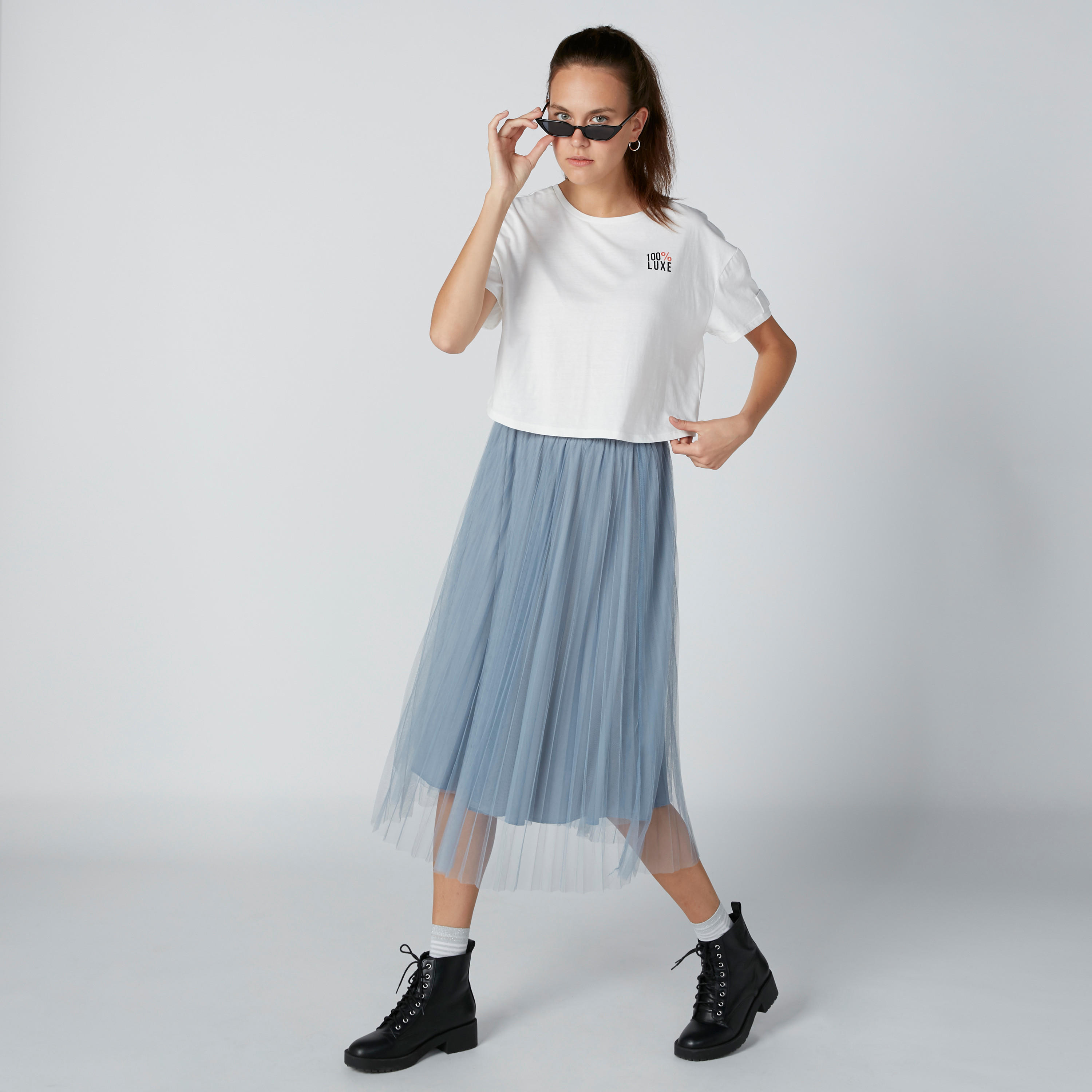 Printed T-Shirt with Round Neck and Button Detail-women-clothing-tshirts-image-3