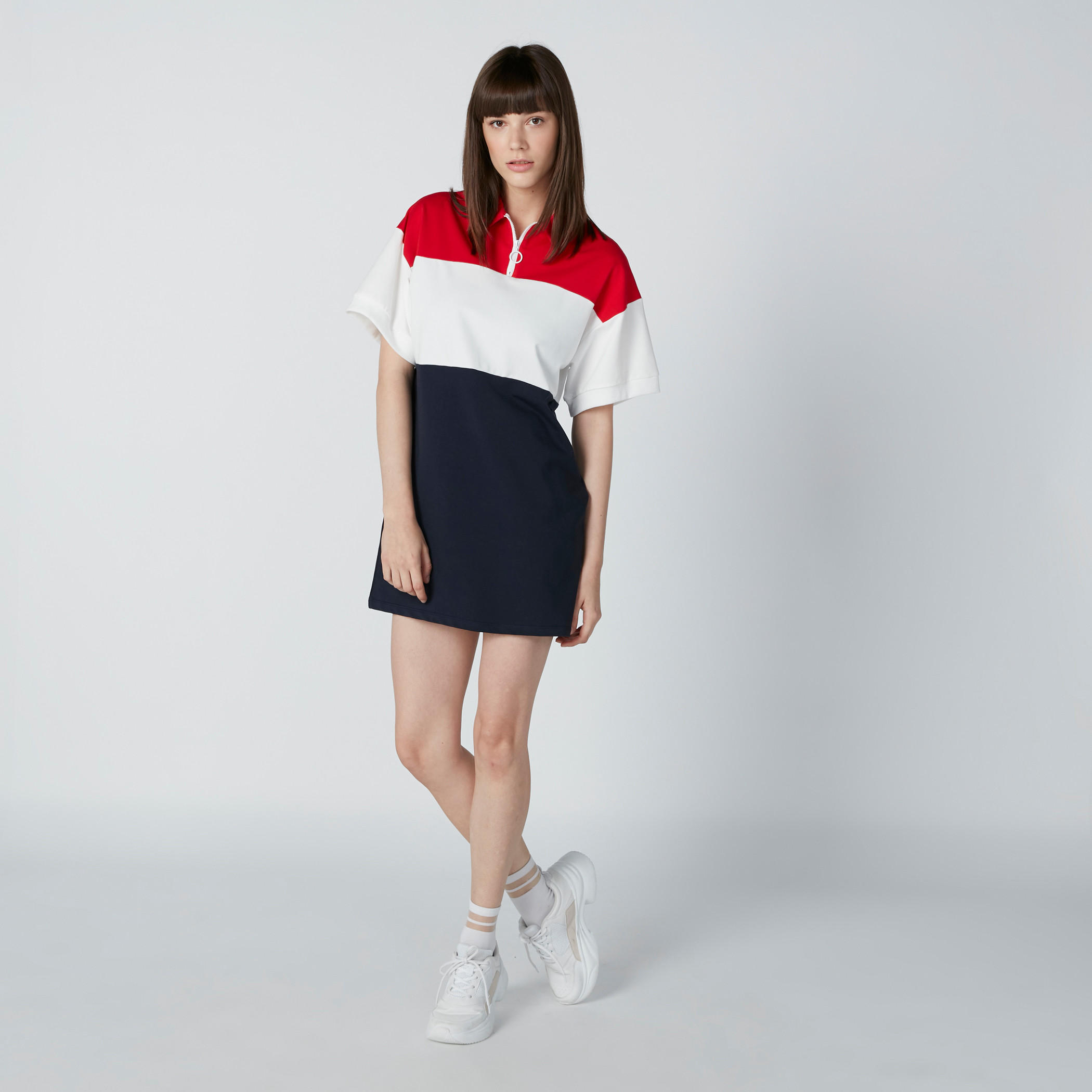فستان تيشيرت قصير بياقة عاديّة وأكمام قصيرة-women-clothing-dresses-image-1