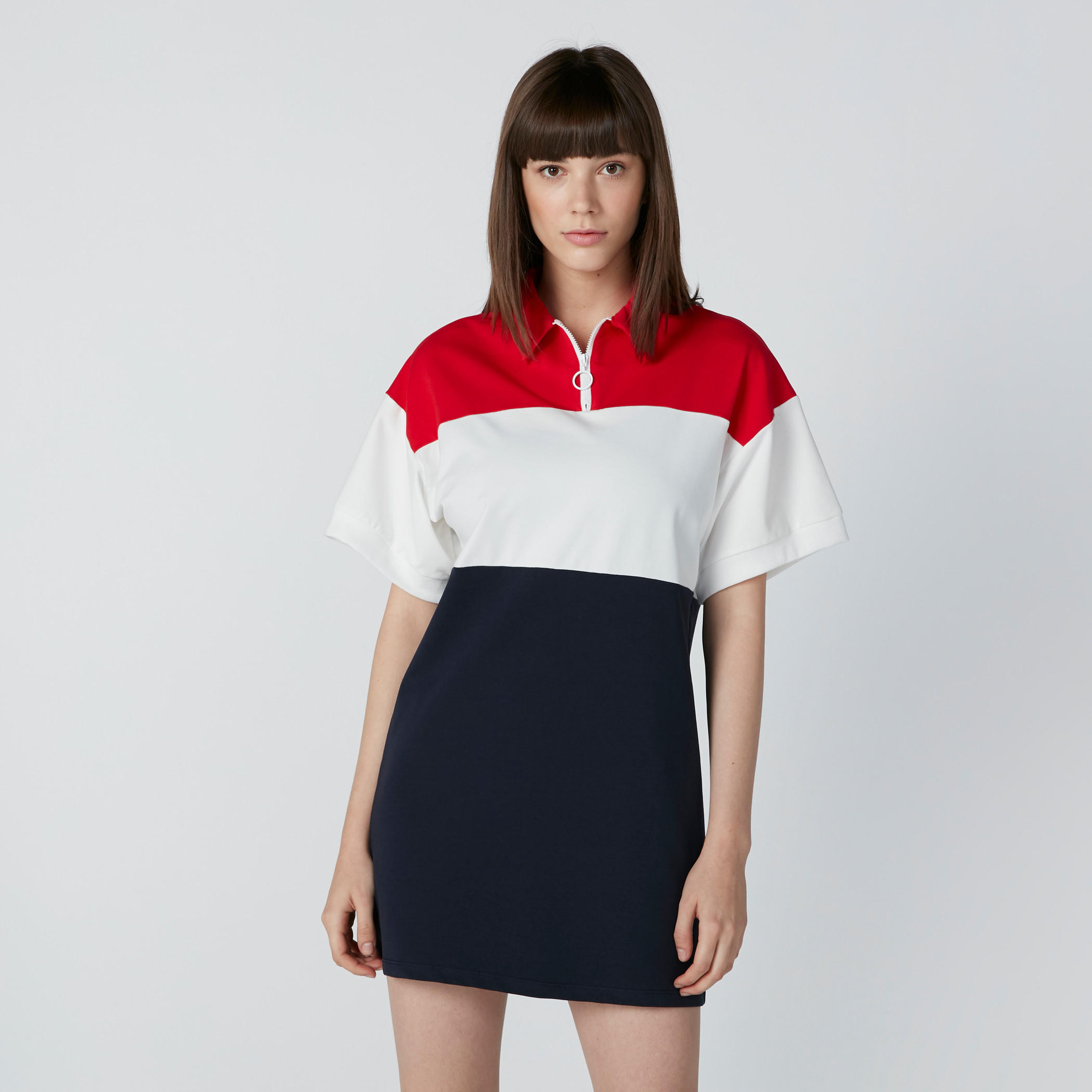 فستان تيشيرت قصير بياقة عاديّة وأكمام قصيرة-women-clothing-dresses-image-3