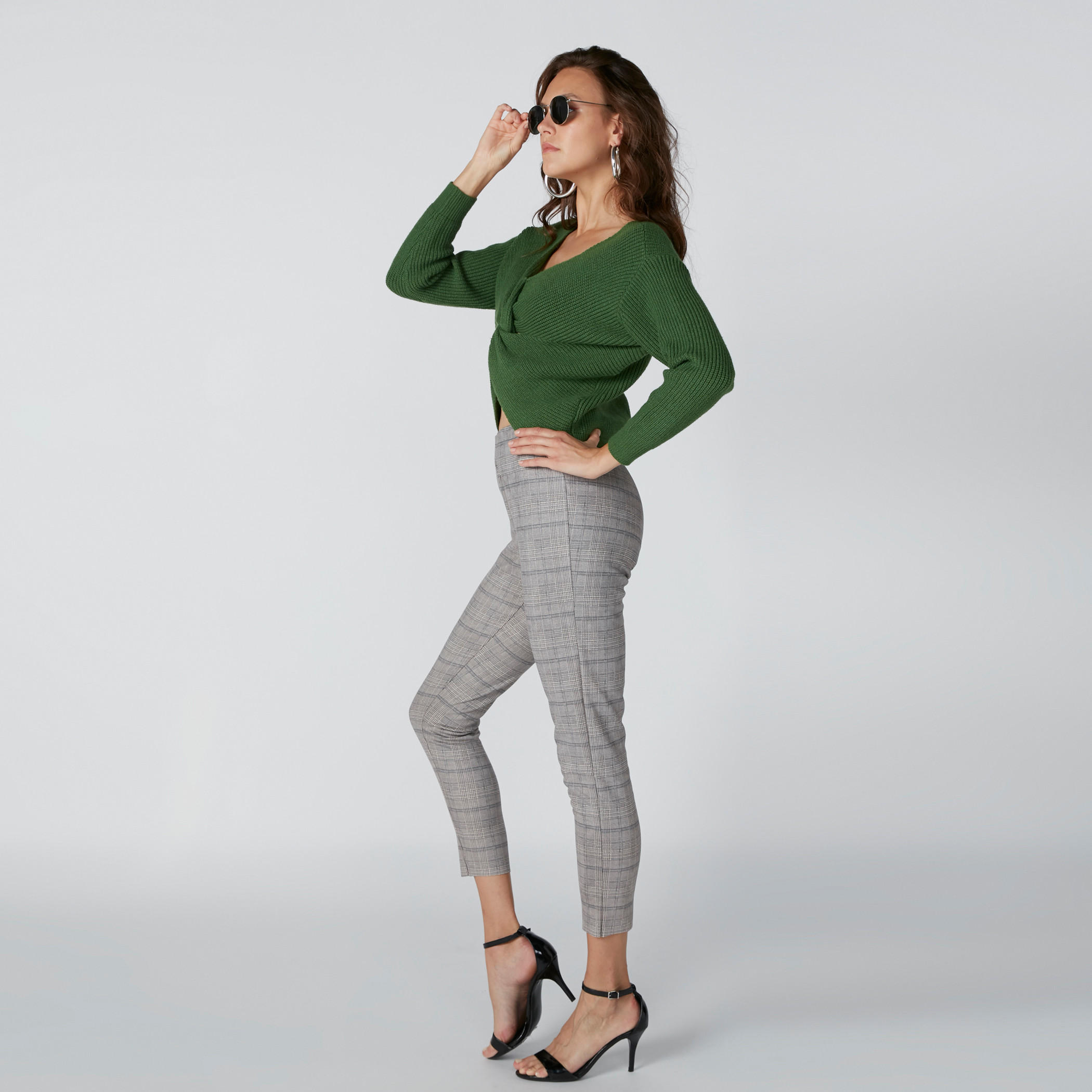 Chequered Cropped Trousers-women-clothing-bottoms-trousers-image-3