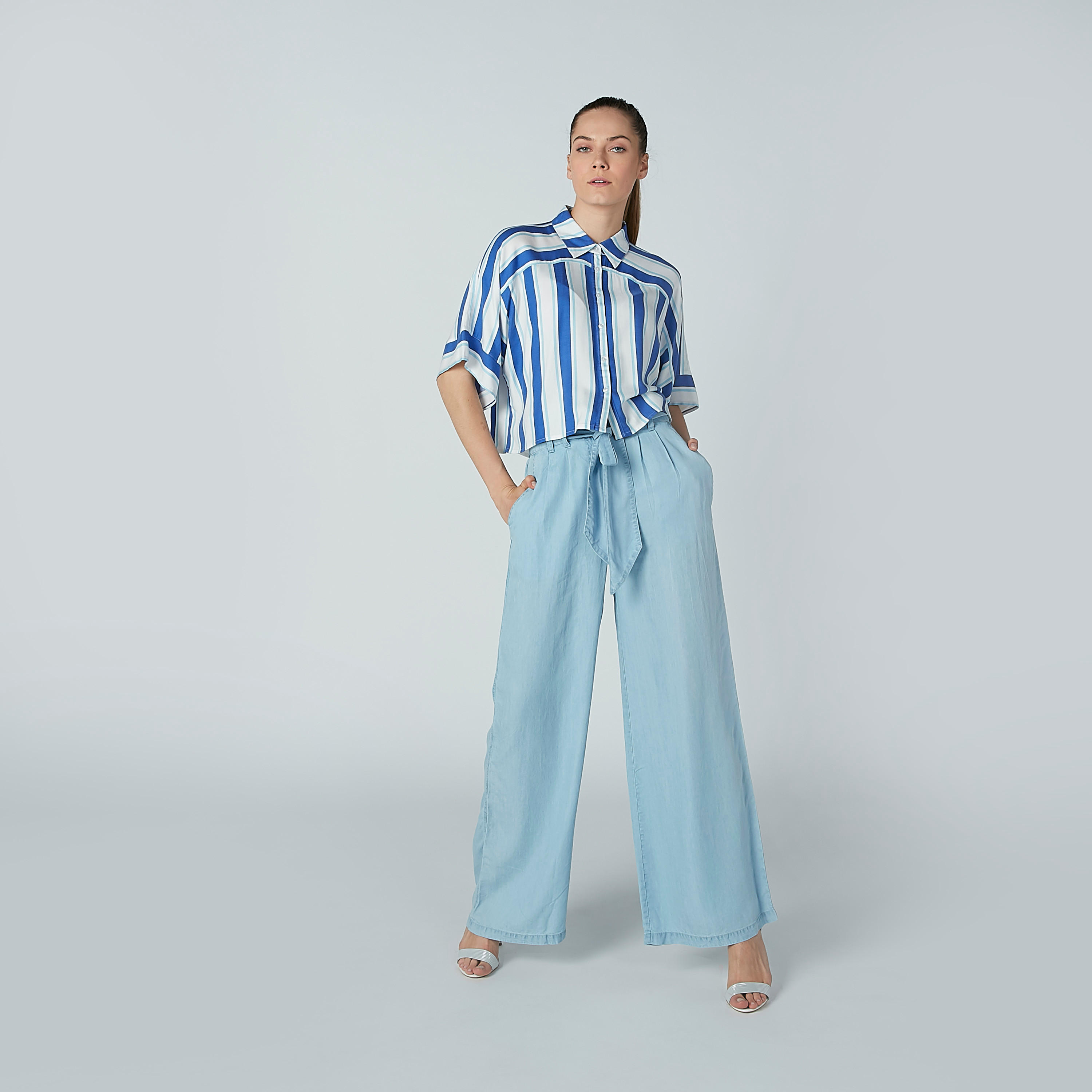 بنطال بالازو سادة بقصّة واسعة وزر إغلاق-women-clothing-bottoms-trousers-image-1