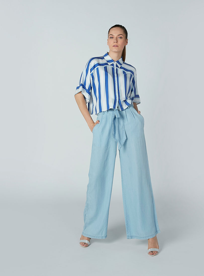بنطال بالازو سادة بقصّة واسعة وزر إغلاق-women-clothing-bottoms-trousers-image-1