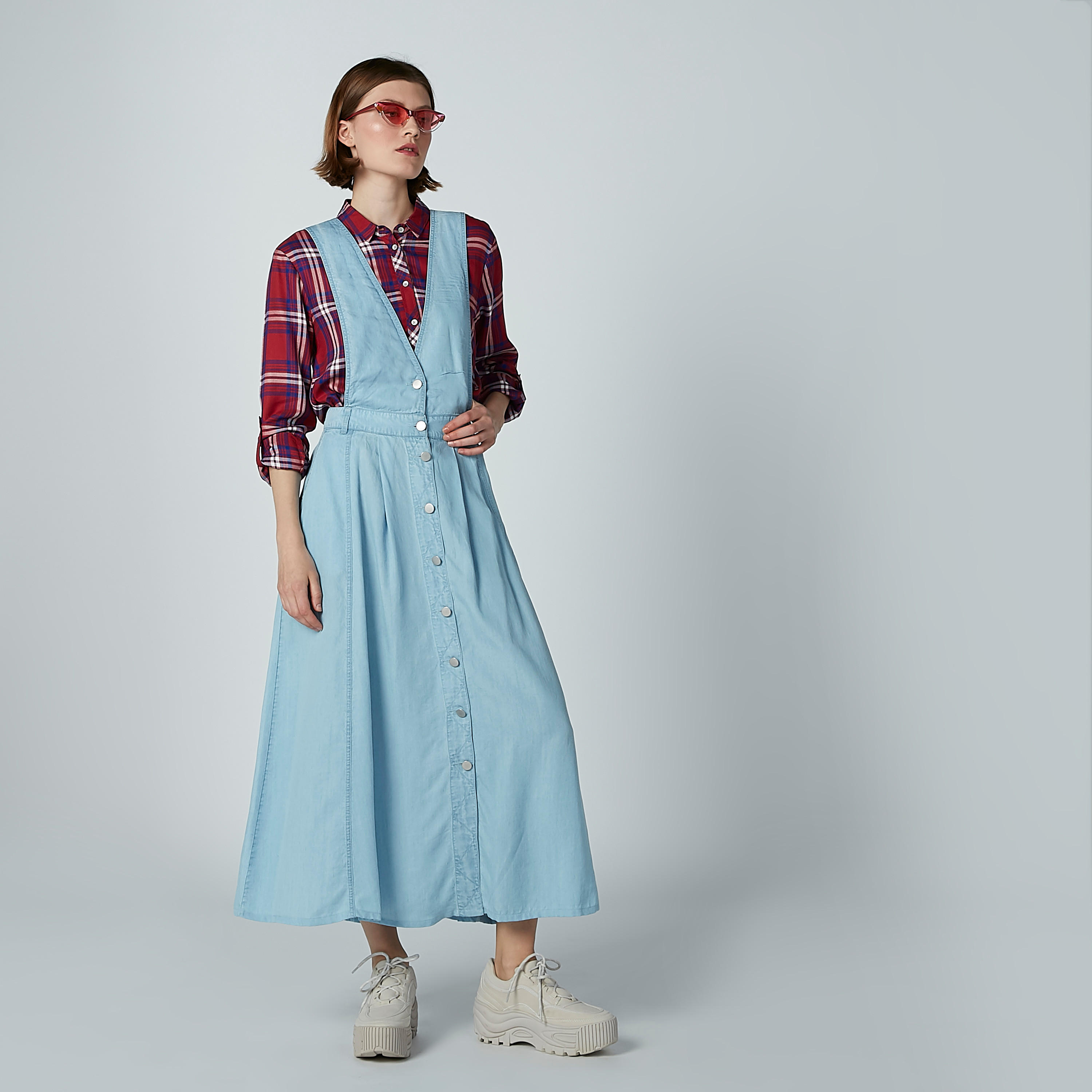 فستان مريلة إيه لاين طويل بجيوب-women-clothing-dresses-image-2