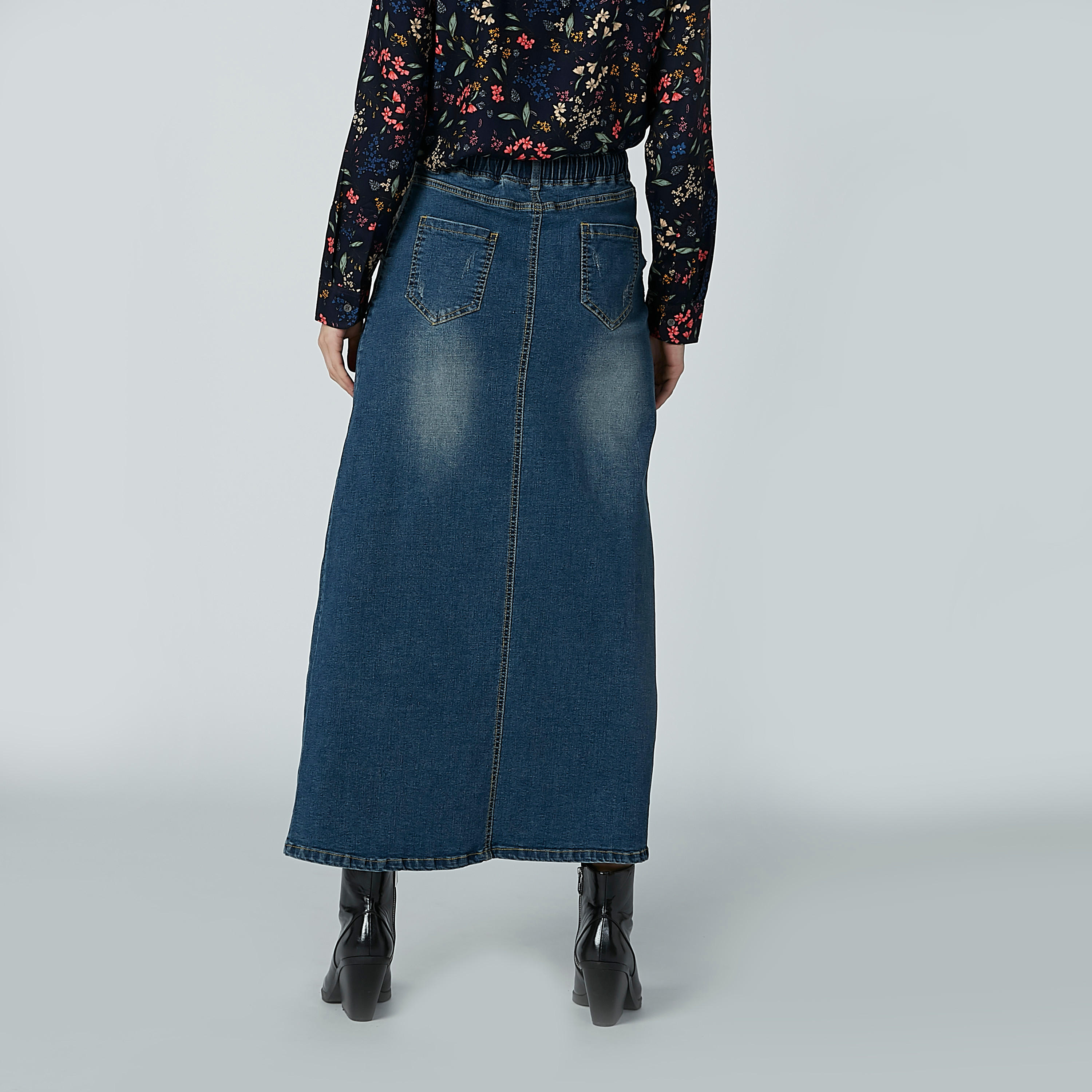 تنورة دينم سادة إيه لاين طويلة بجيوب-women-clothing-bottoms-skirts-image-5