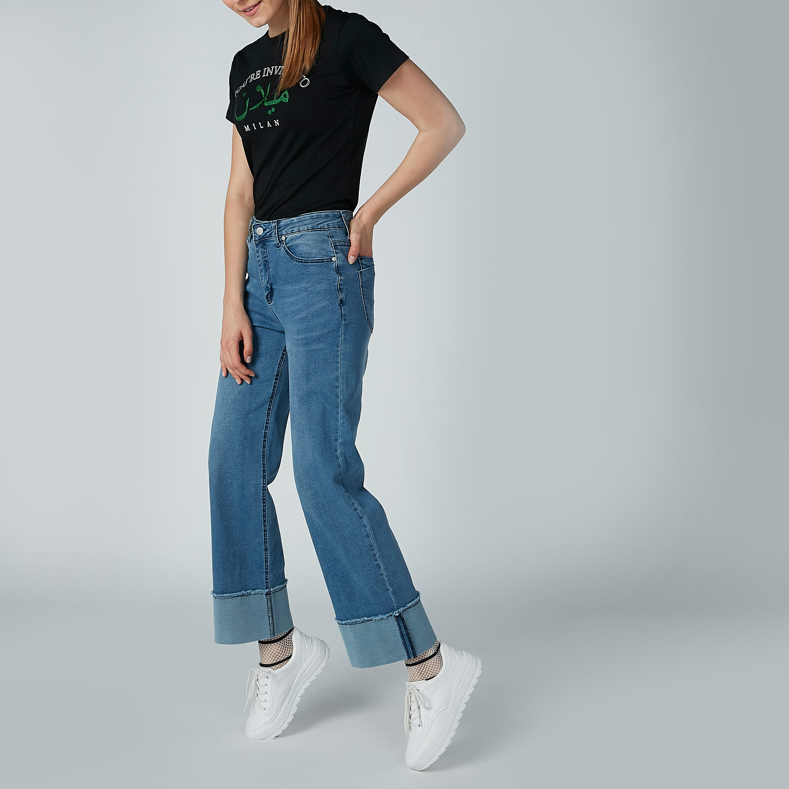 Full Length Jeans in Bootcut Fit and Button Closure-women-clothing-bottoms-jeans-image-1