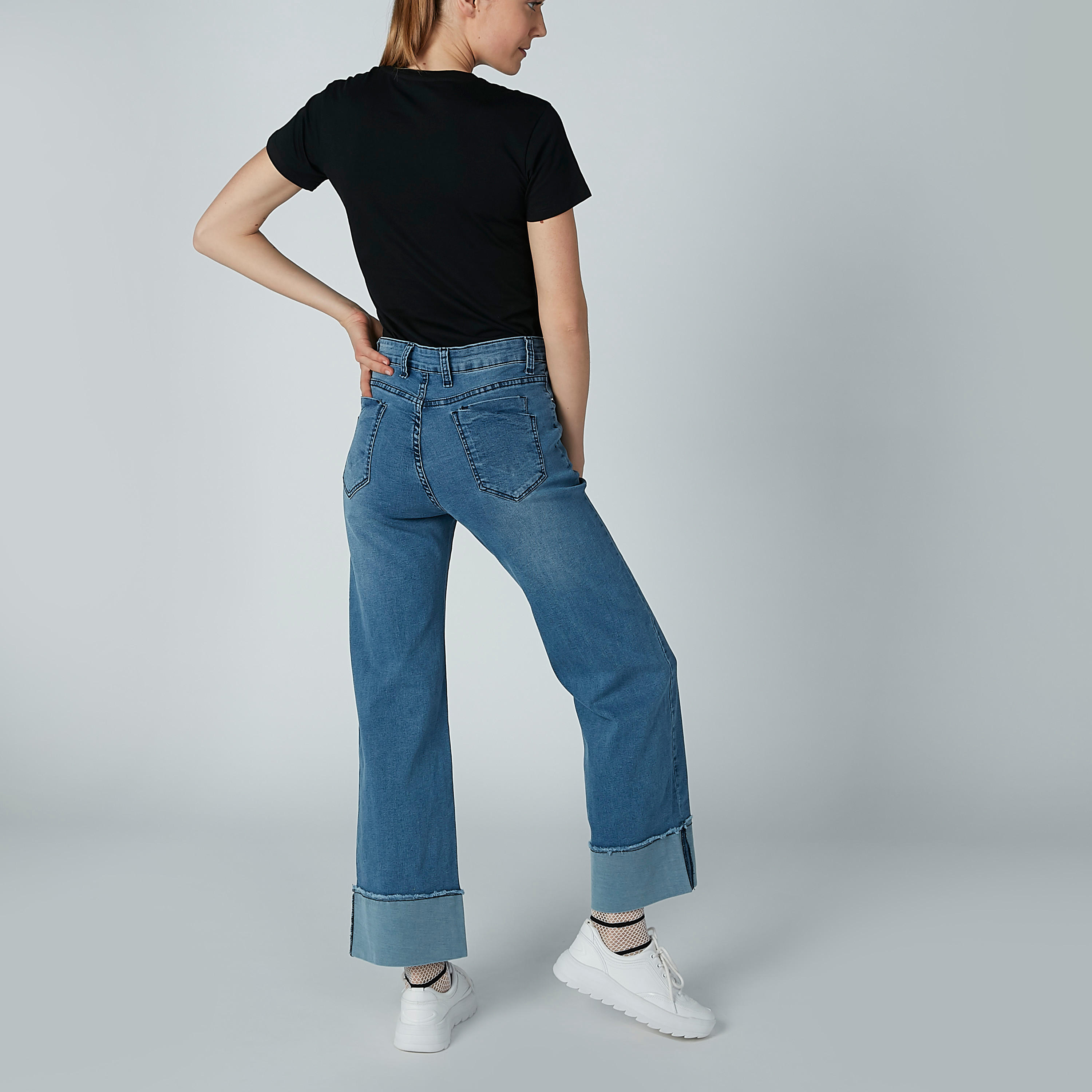 Full Length Jeans in Bootcut Fit and Button Closure-women-clothing-bottoms-jeans-image-4