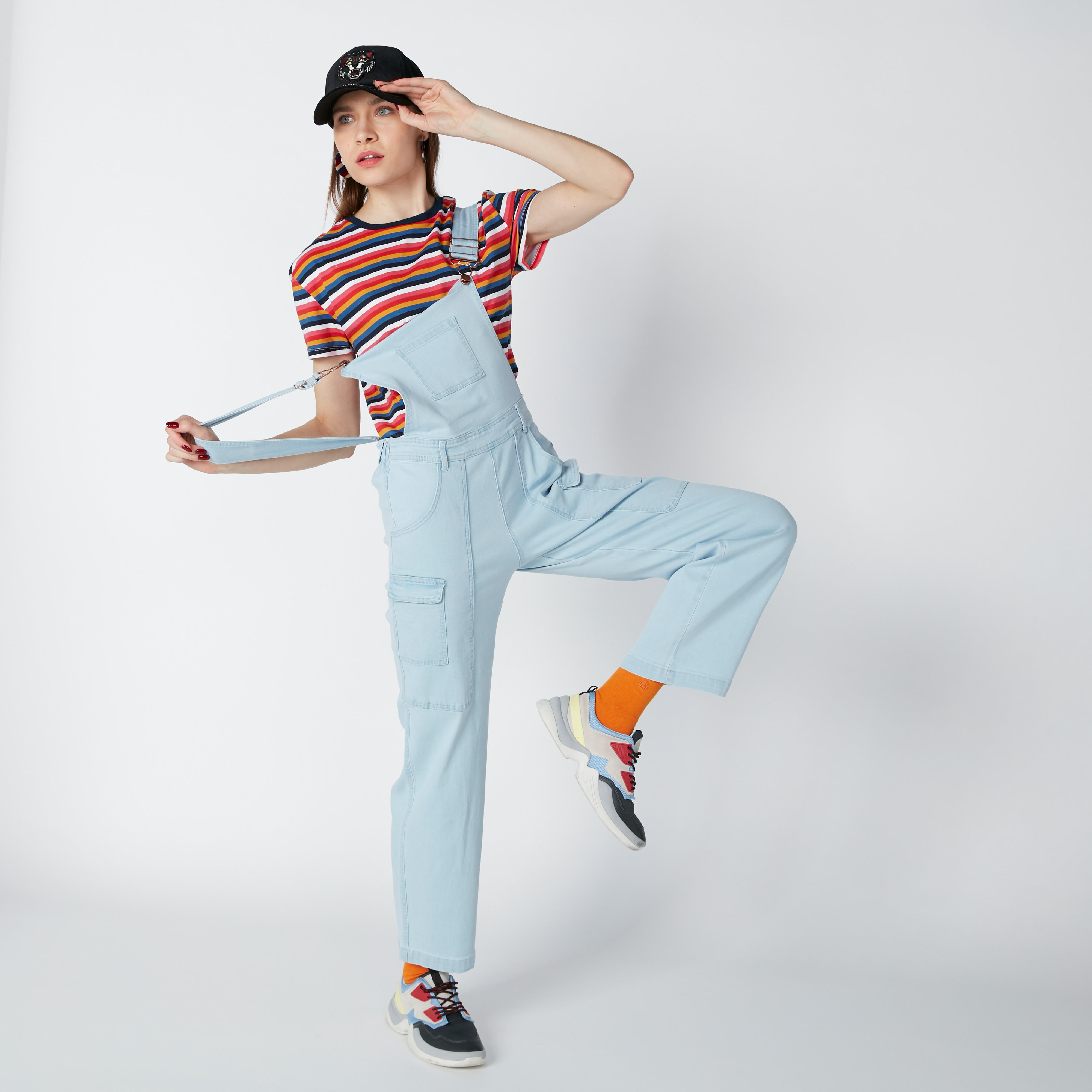 أفرول بزر إغلاق وجيوب وحلقات للحزام-women-clothing-jumpsuits-image-1