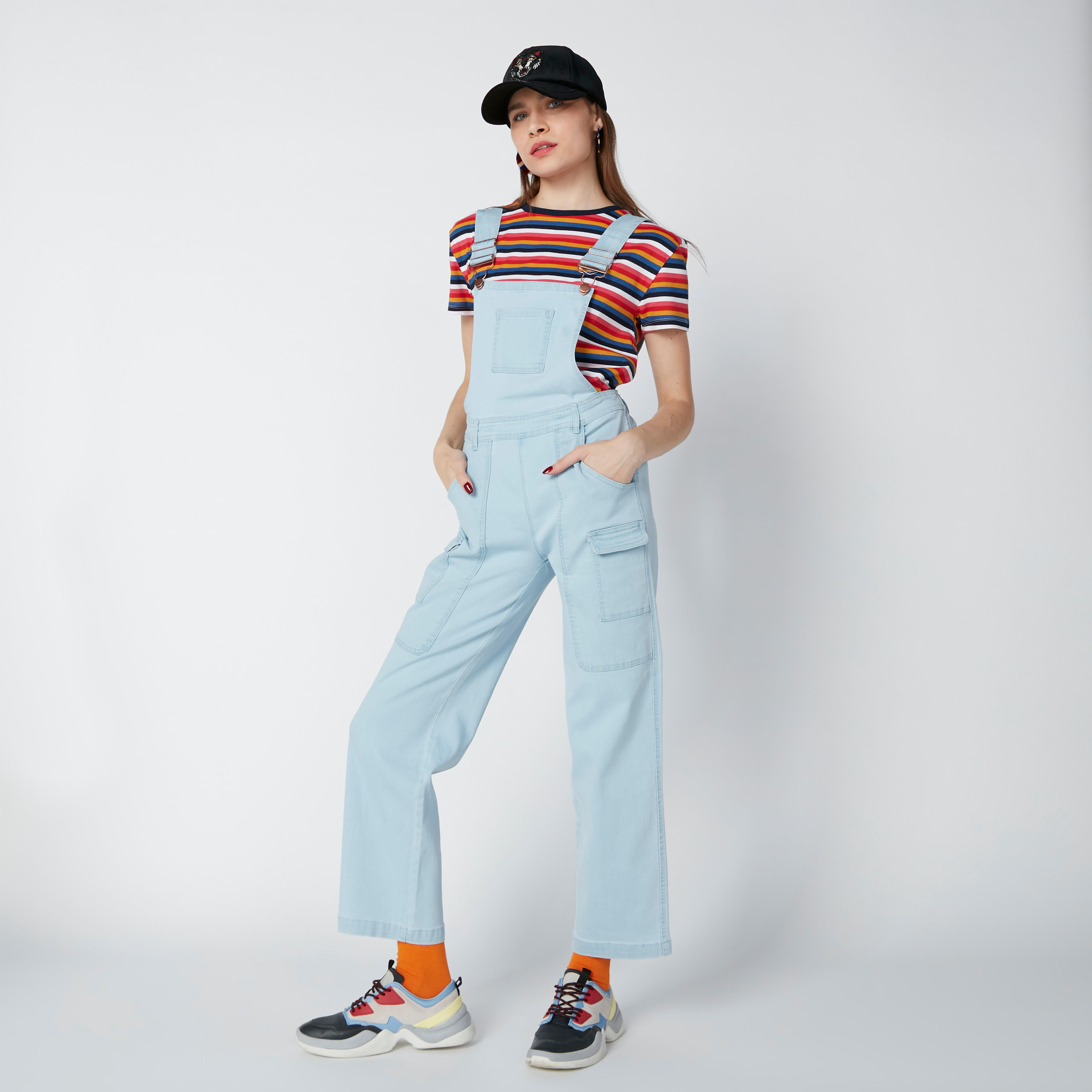 أفرول بزر إغلاق وجيوب وحلقات للحزام-women-clothing-jumpsuits-image-3