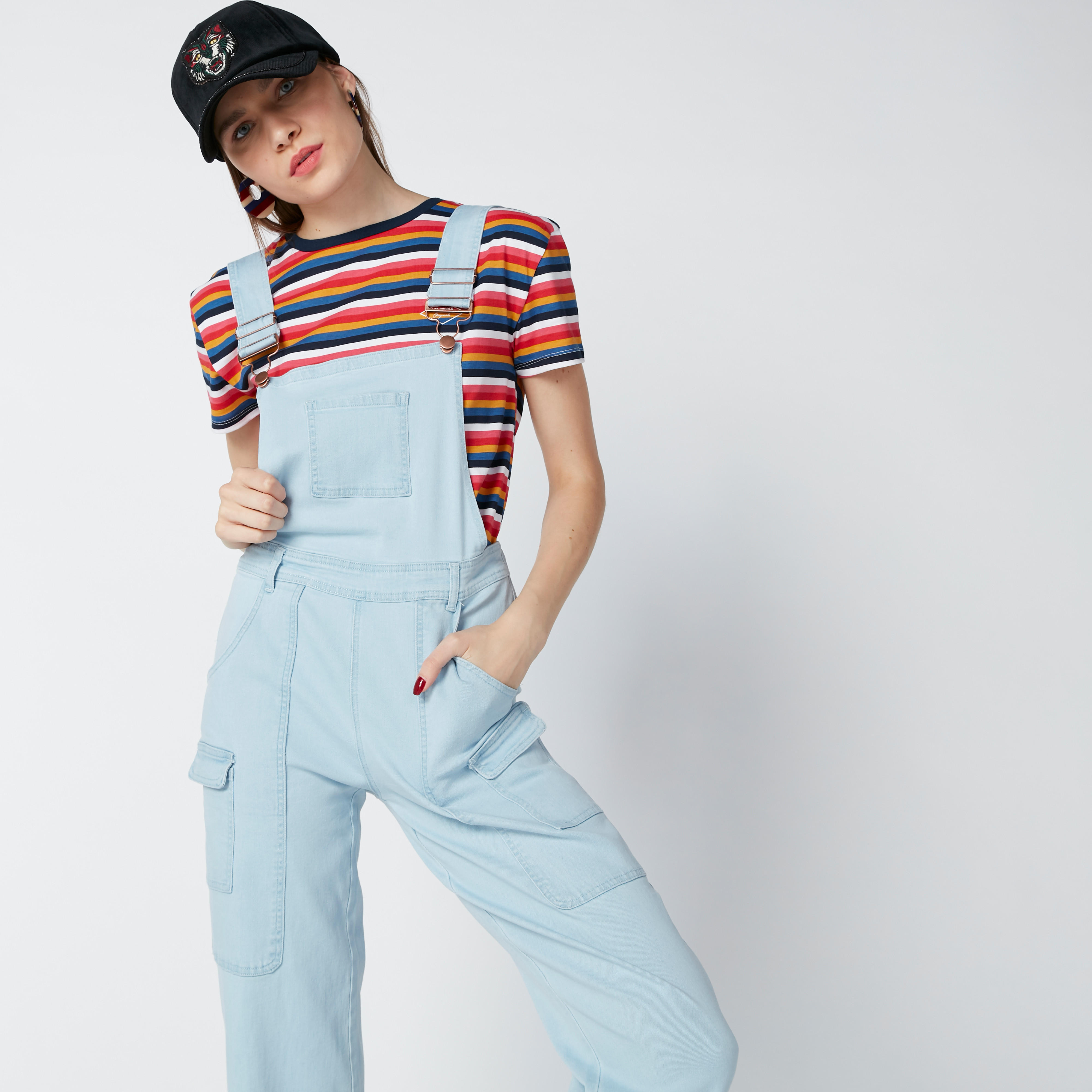أفرول بزر إغلاق وجيوب وحلقات للحزام-women-clothing-jumpsuits-image-5