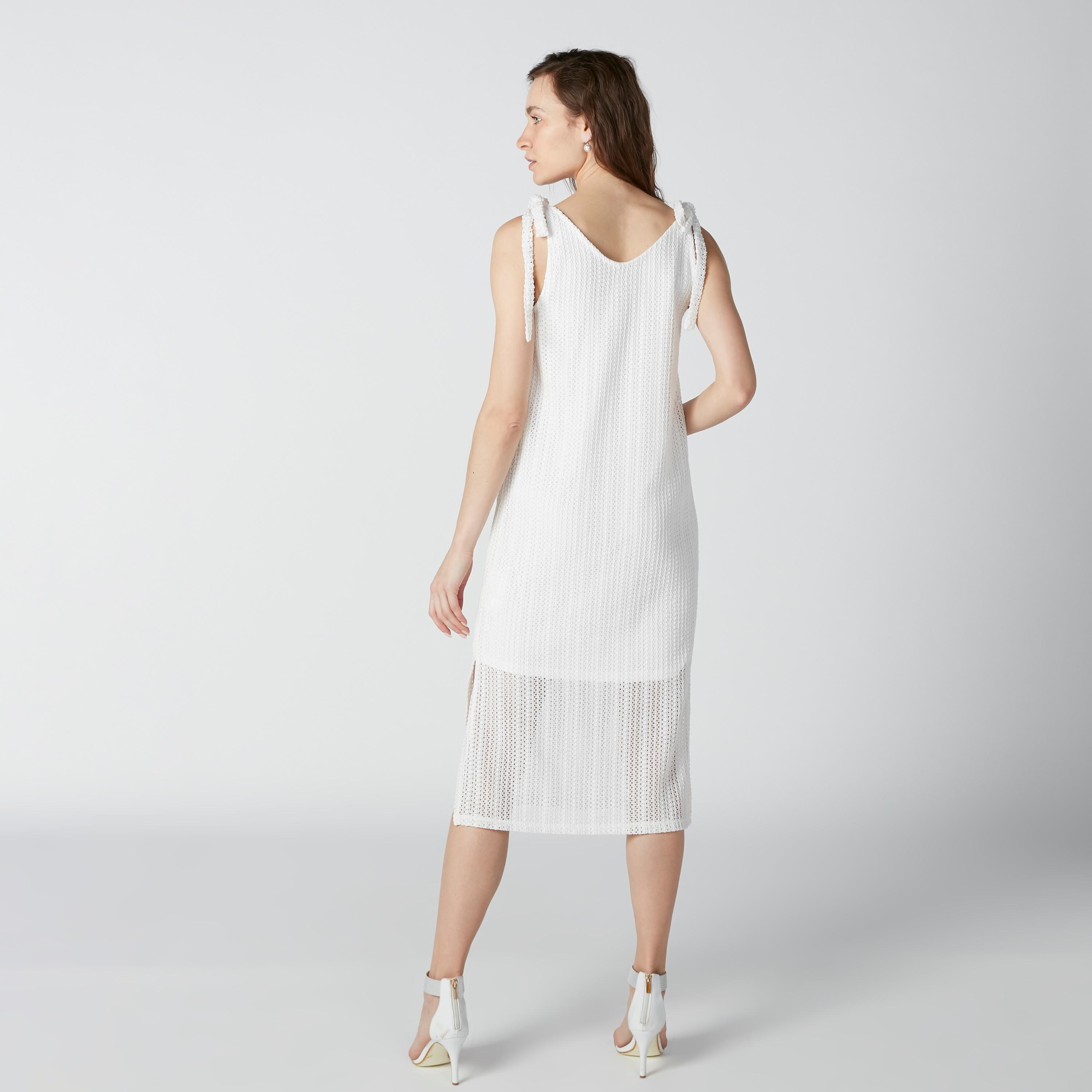 Textured Shift Dress with Tie Up and Pocket Detail-women-clothing-dresses-image-2