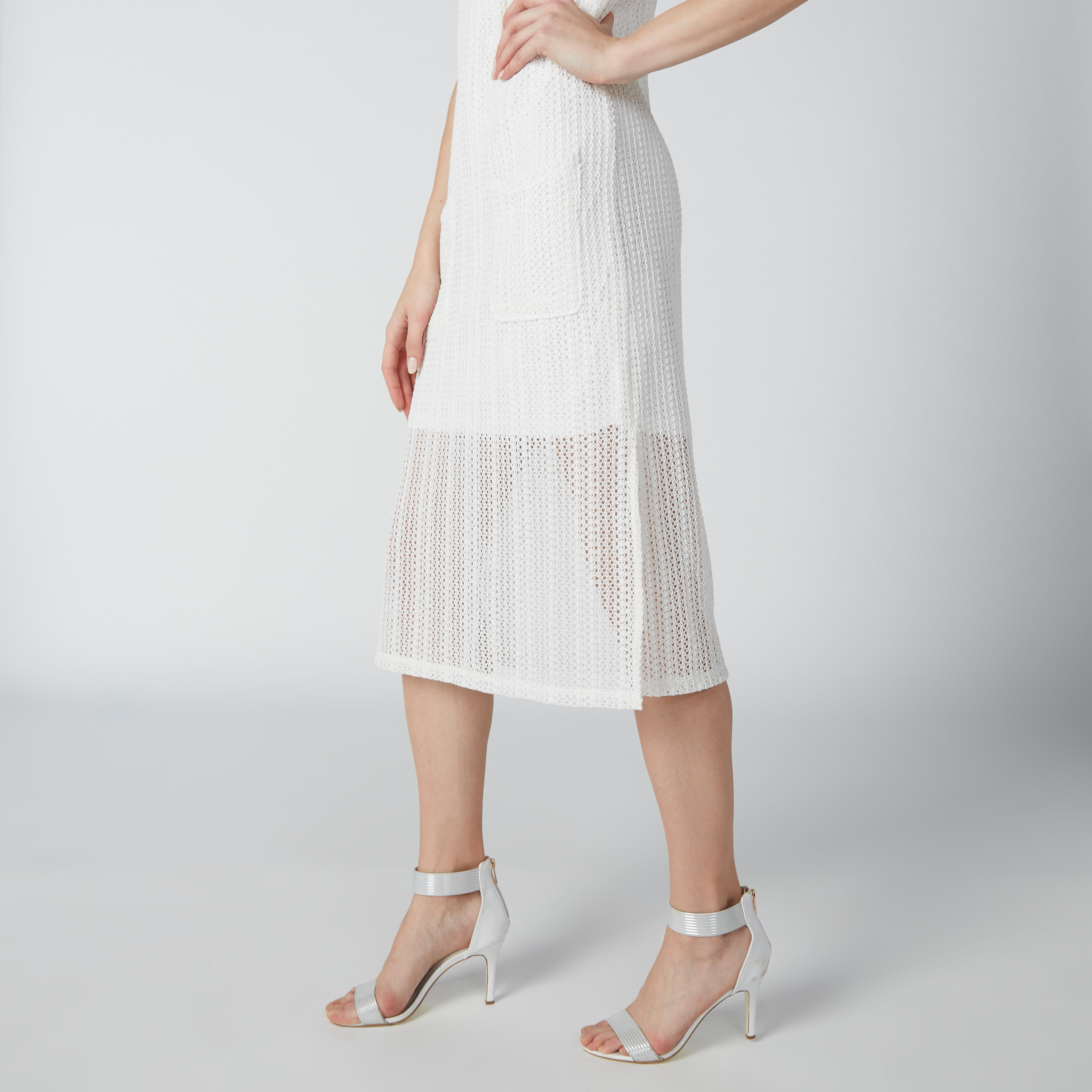 Textured Shift Dress with Tie Up and Pocket Detail-women-clothing-dresses-image-4