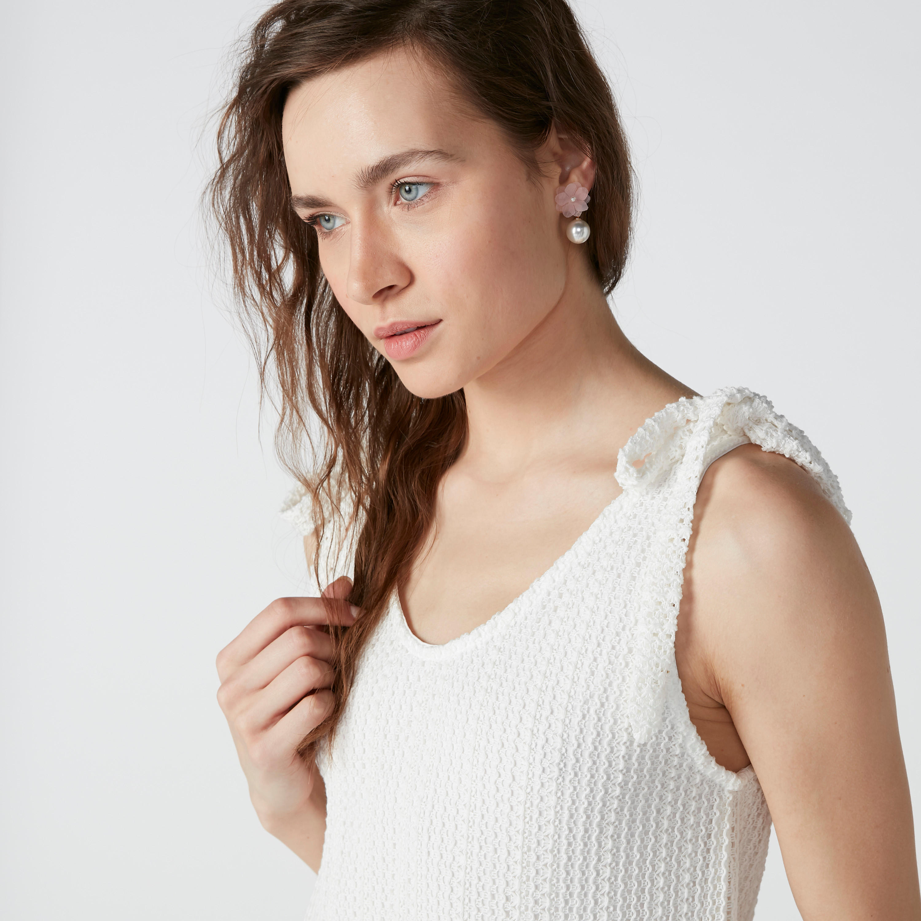 Textured Shift Dress with Tie Up and Pocket Detail-women-clothing-dresses-image-5