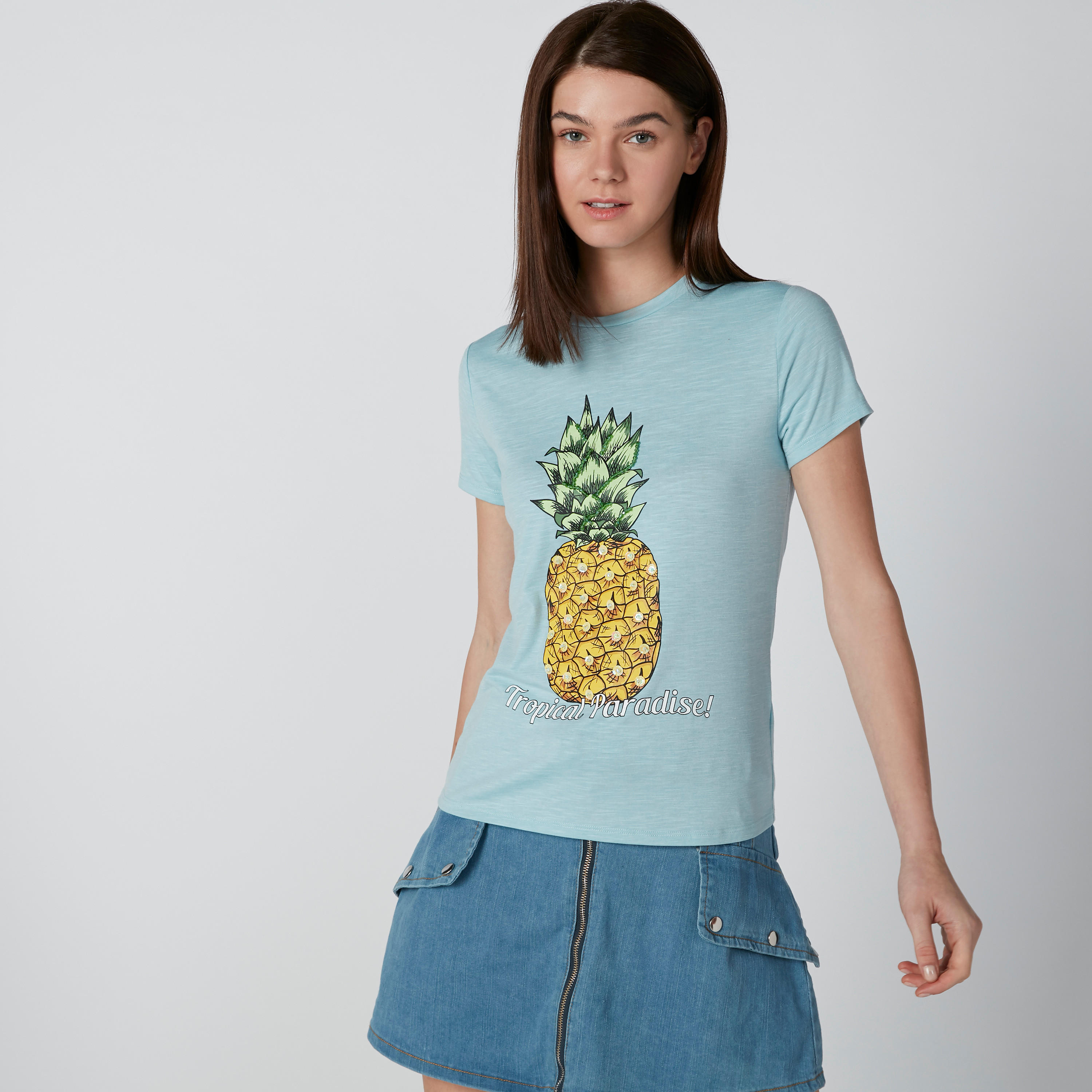 تيشيرت مزيّن بأكمام قصيرة وطبعات-women-clothing-tshirts-image-1