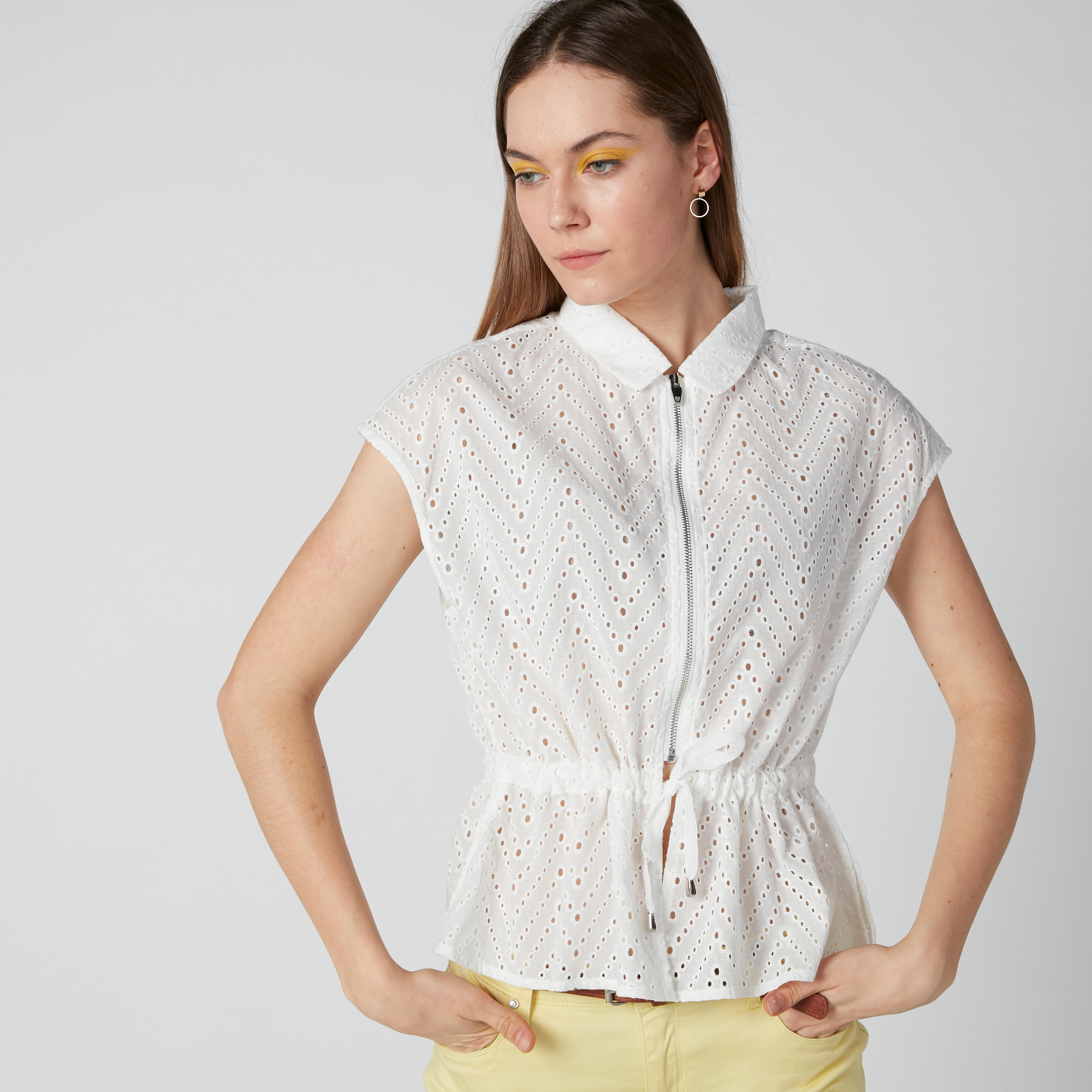 بلوزة شيفلي بسحّاب إغلاق ورباط-women-clothing-shirtsandblouses-blouses-image-4
