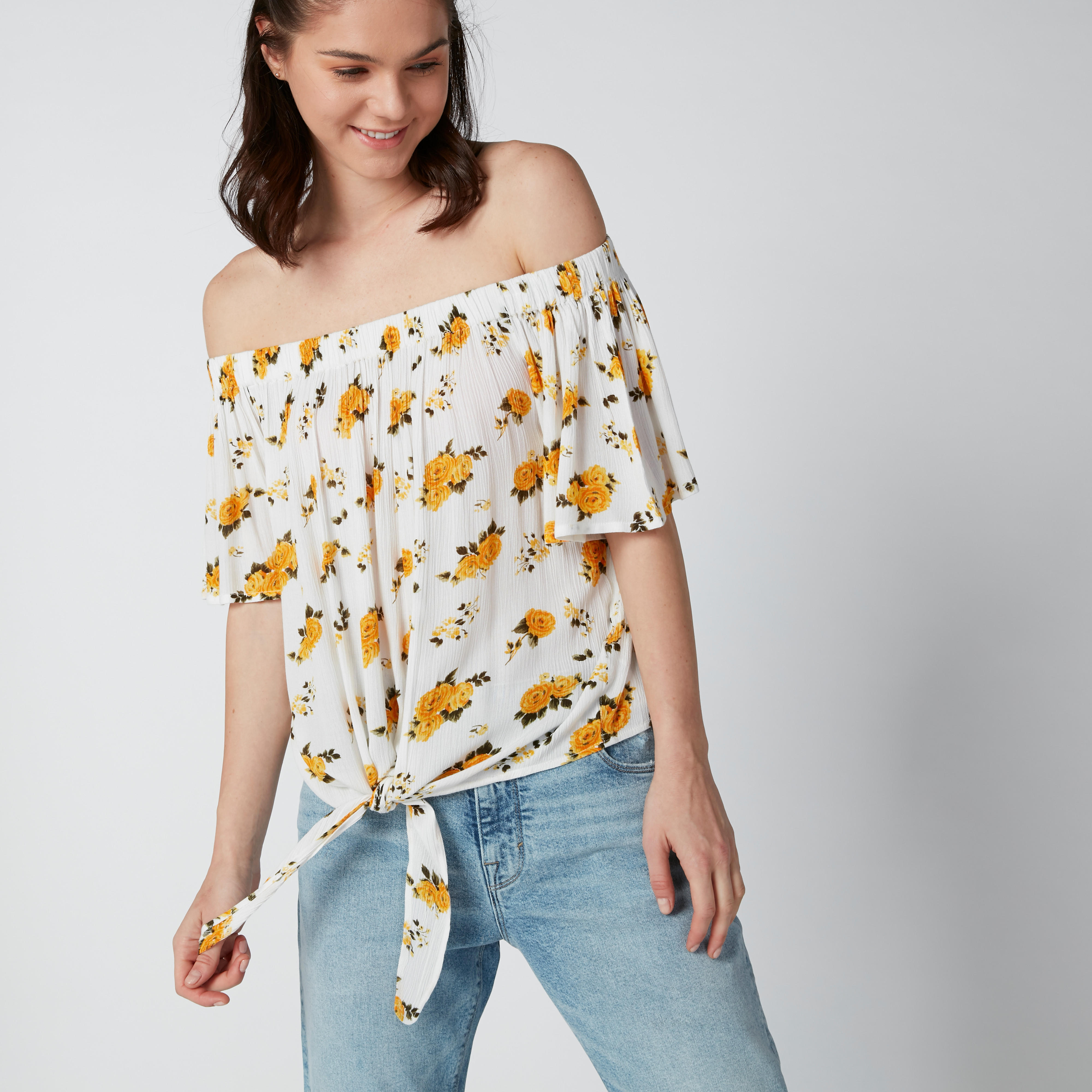 بلوزة مكشوفة الأكتاف بطبعات وأربطة-women-clothing-shirtsandblouses-blouses-image-2