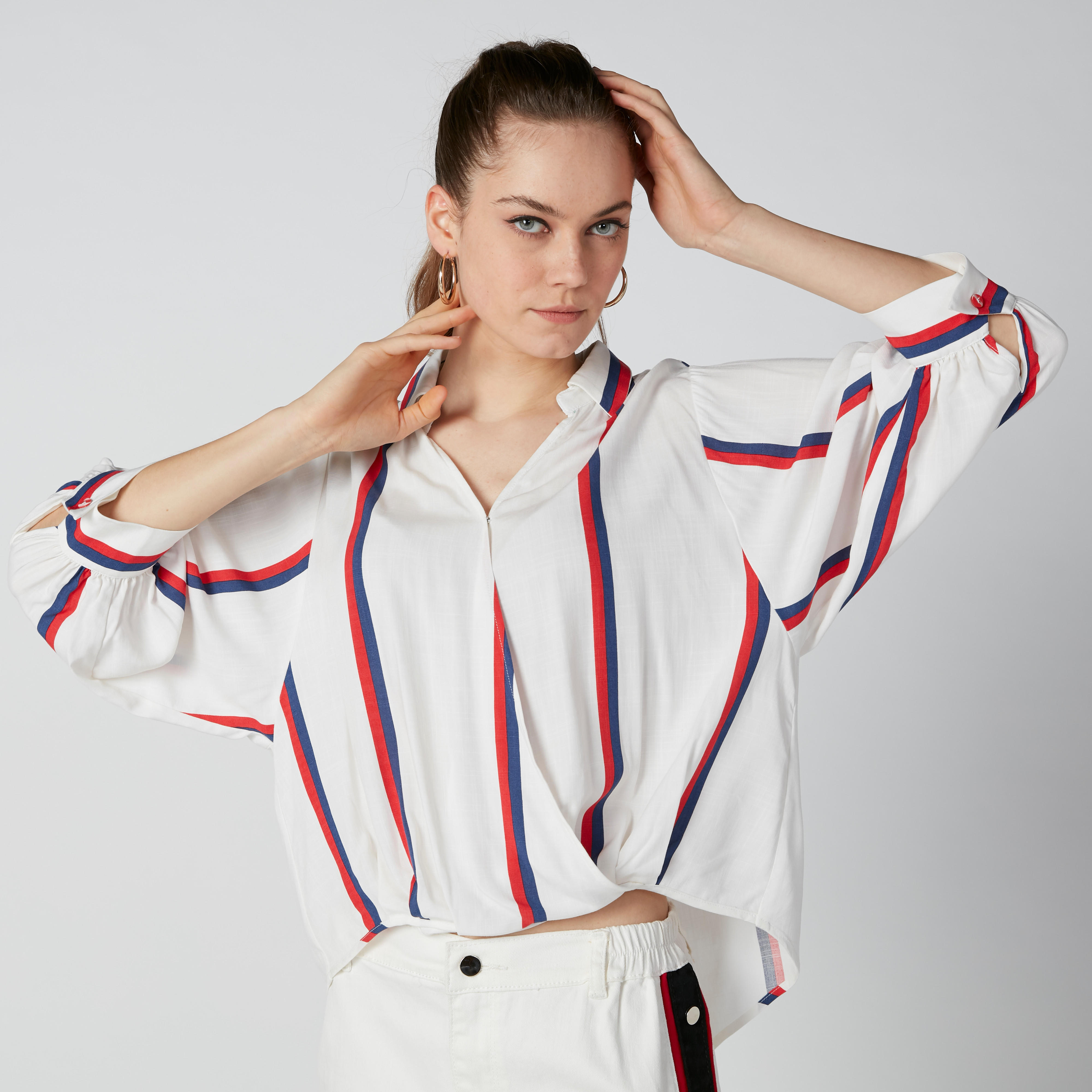 Striped Top in Relaxed Fit with Button Detail-women-clothing-shirtsandblouses-blouses-image-1