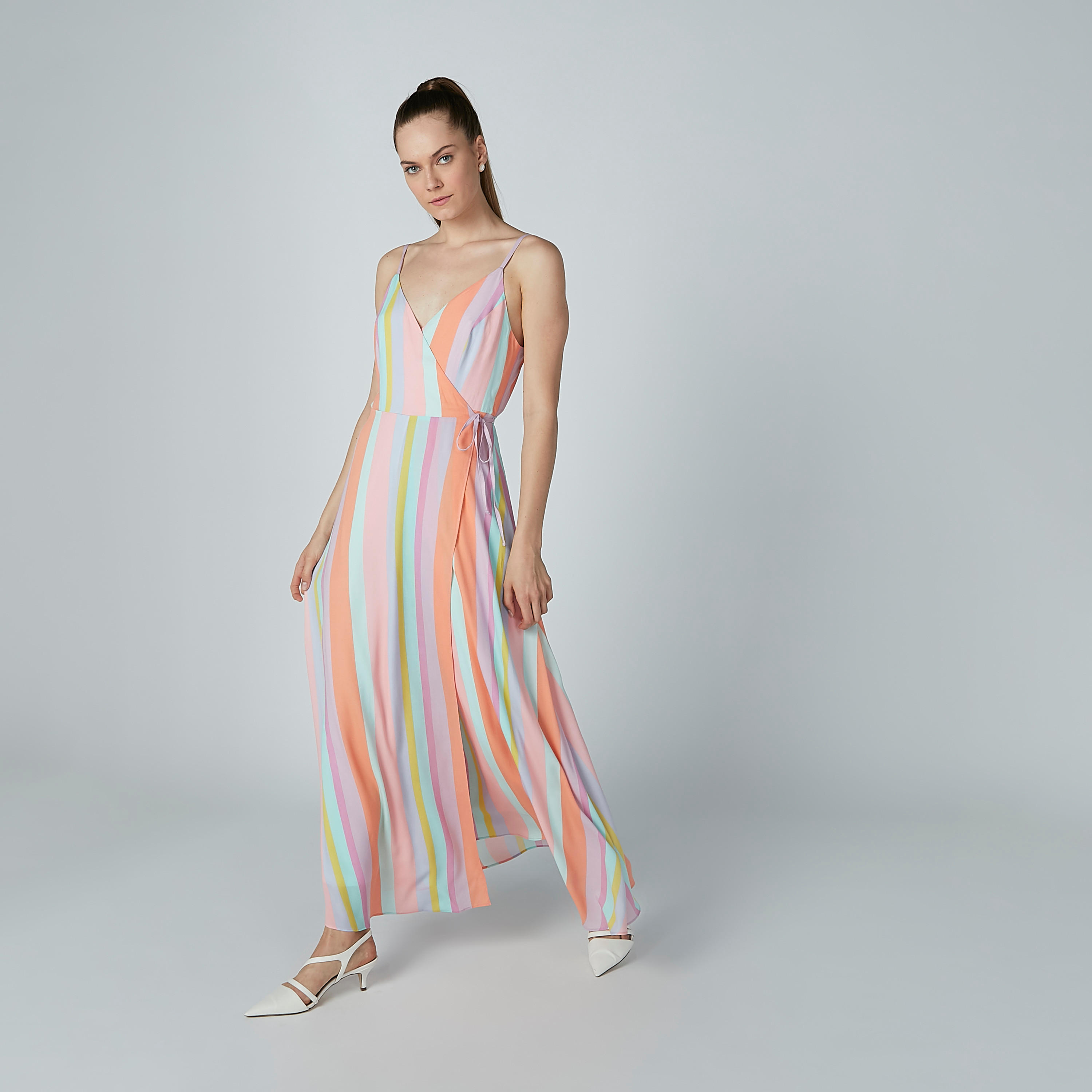 Striped A-Line Maxi Dress with Spaghetti Straps-women-clothing-dresses-image-2