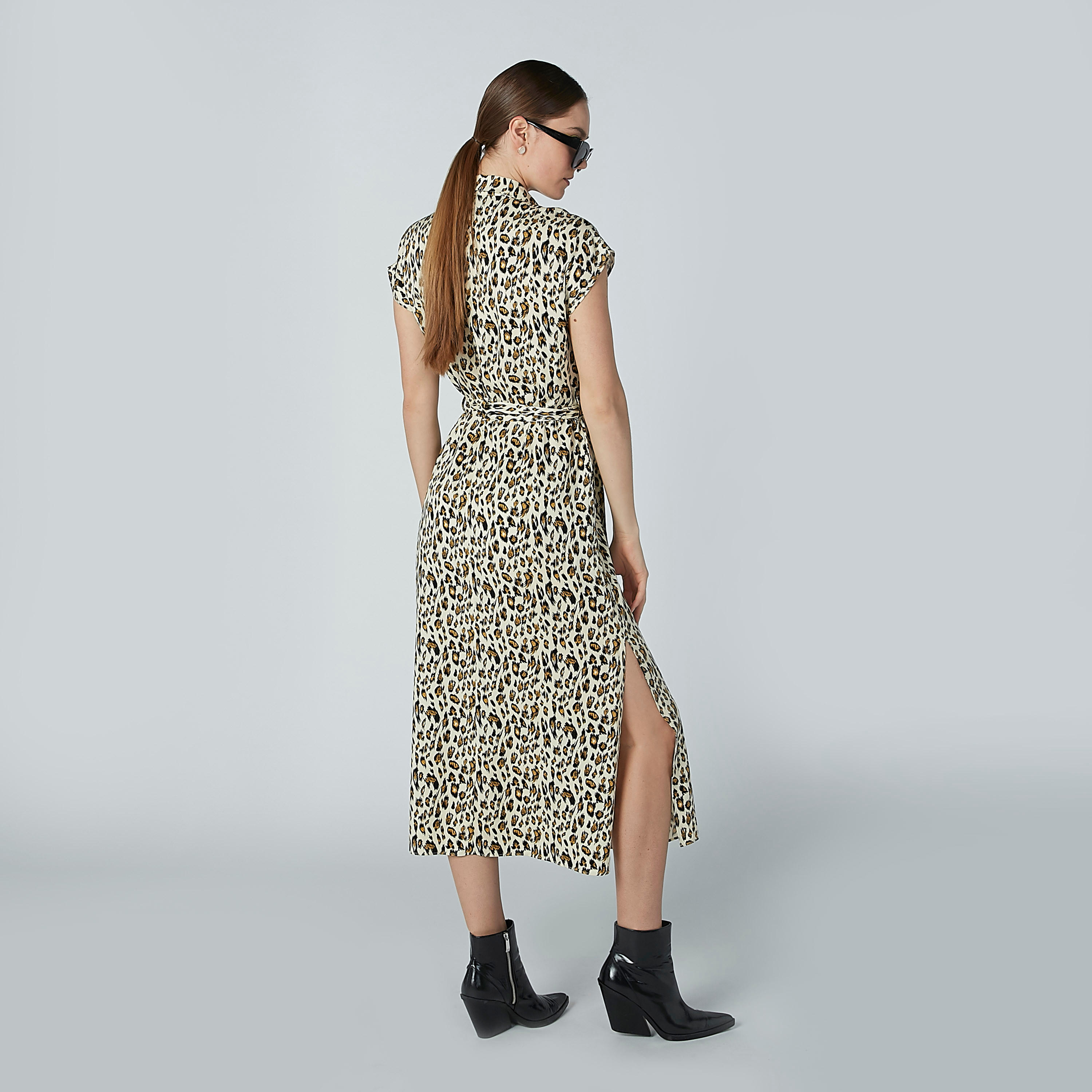 Animal Print Shirt Dress with Cap Sleeves-women-clothing-dresses-image-4