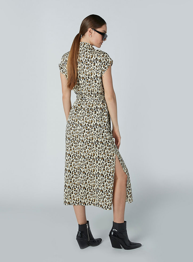 Animal Print Shirt Dress with Cap Sleeves-women-clothing-dresses-image-4
