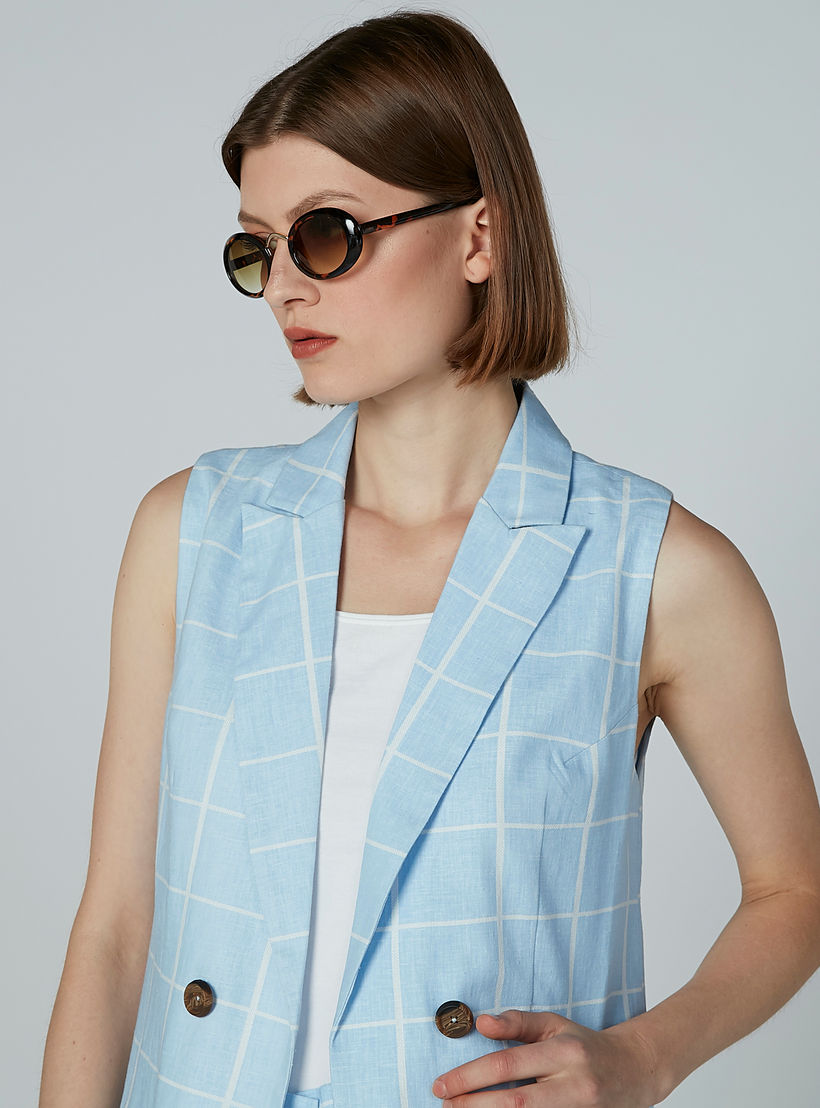 معطف كاروهات طويل دون أكمام بجيوب-women-clothing-coatsandjackets-coats-image-2