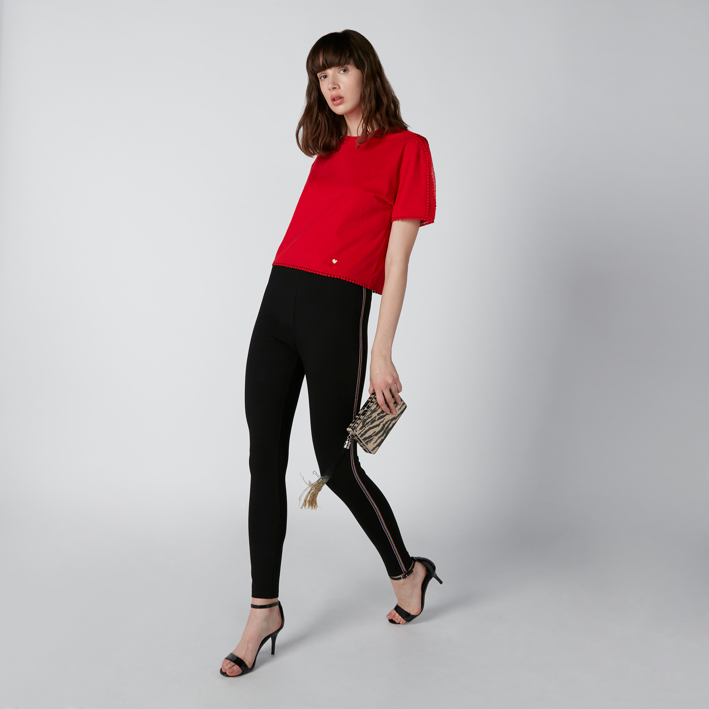 بنطال ليقنز بقصّة سليم وخصر مرتفع وشريطة جانبية-women-clothing-bottoms-leggings-image-1