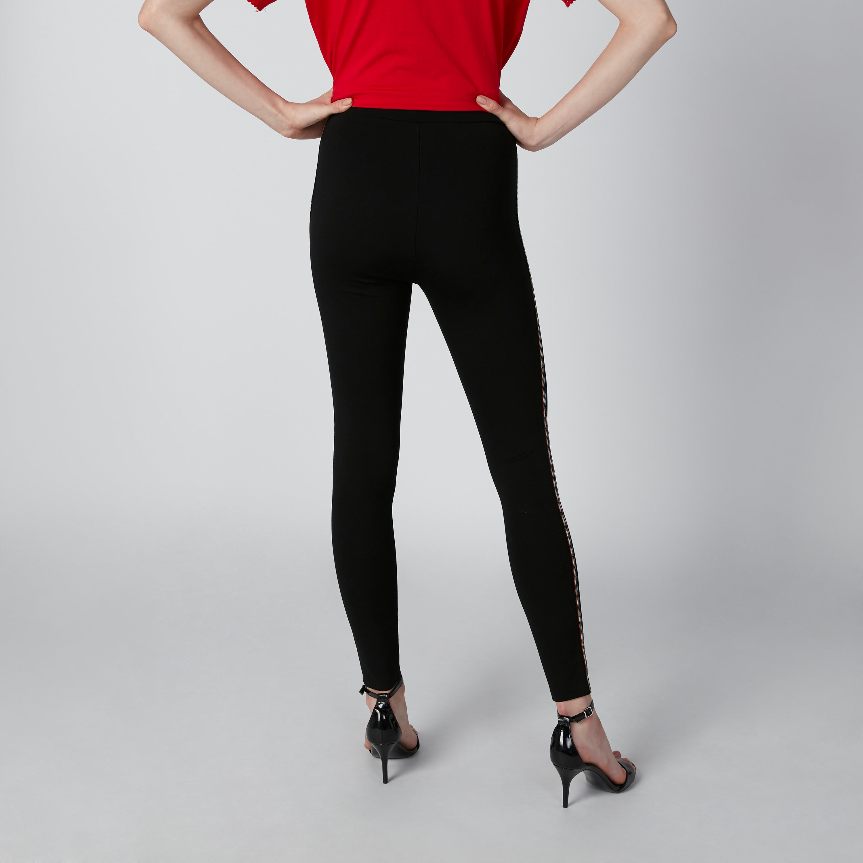 بنطال ليقنز بقصّة سليم وخصر مرتفع وشريطة جانبية-women-clothing-bottoms-leggings-image-2