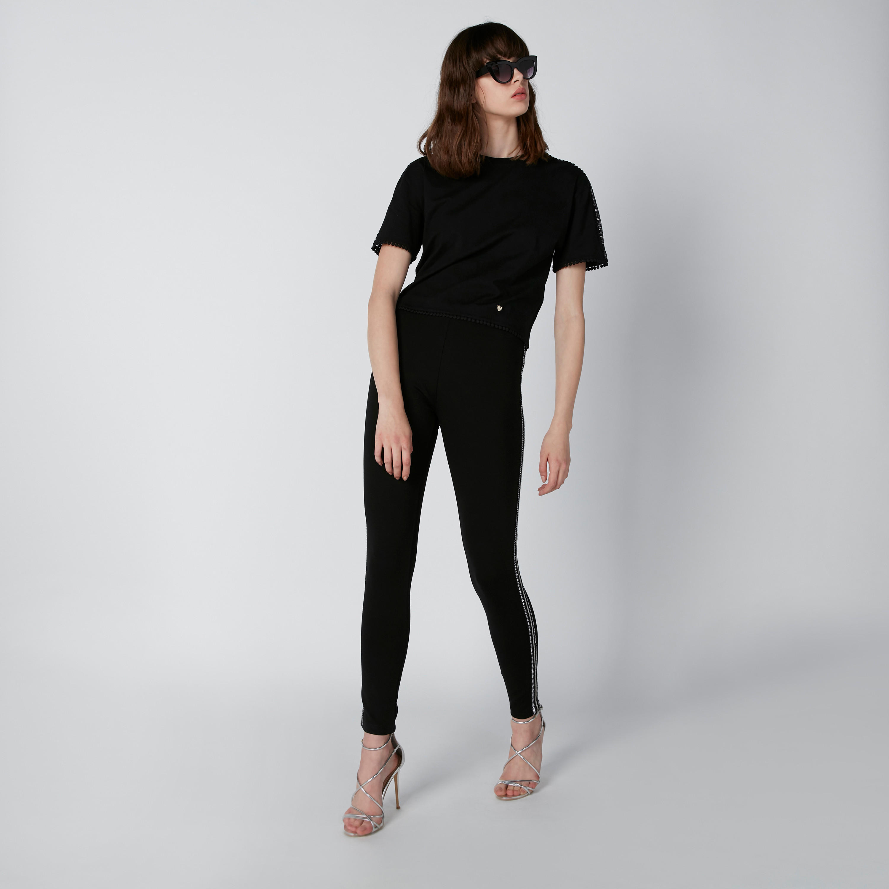 بنطال ليقنز بقصّة سليم وخصر مرتفع وشريطة جانبية-women-clothing-bottoms-leggings-image-1