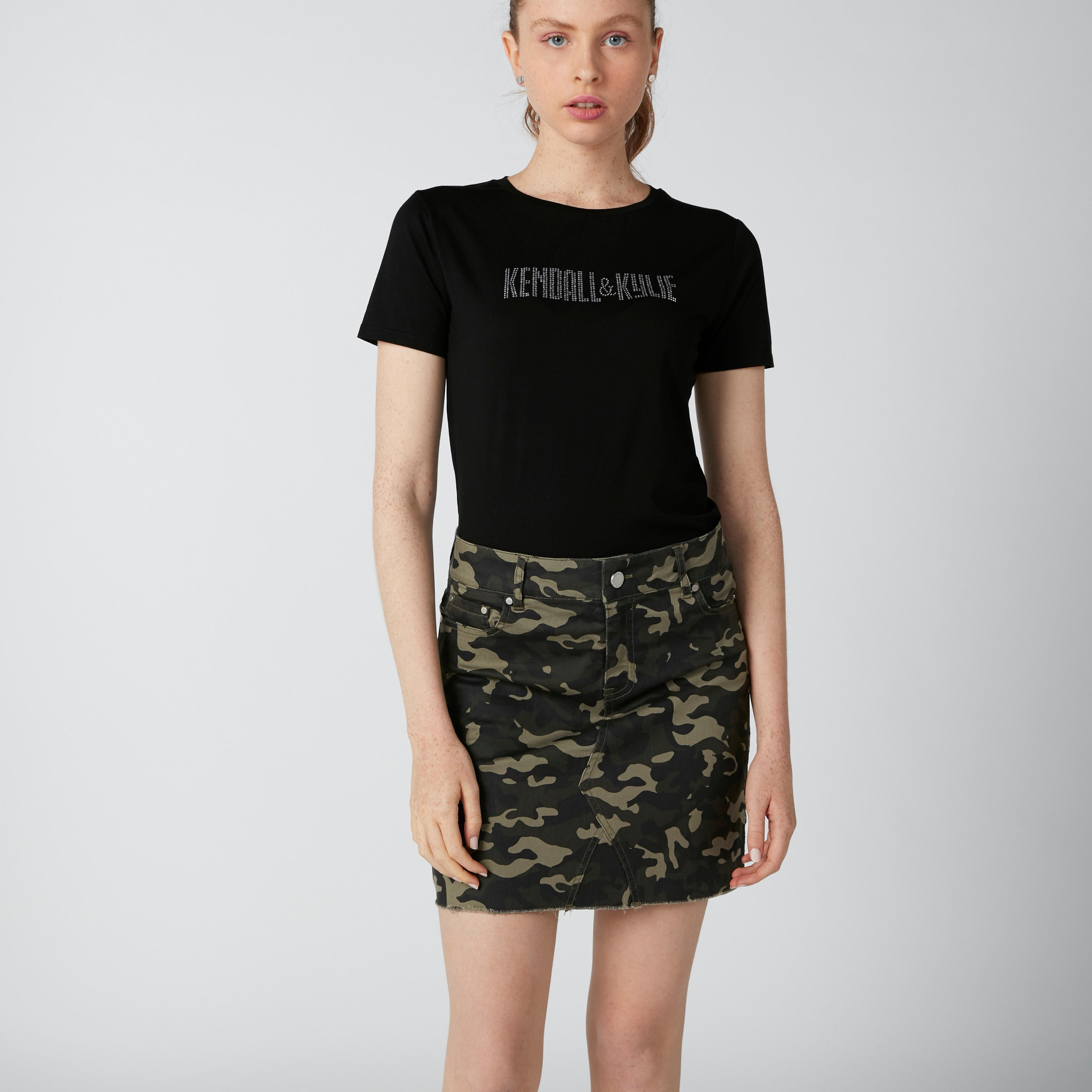 Camouflage Printed Mini Skirt with Pocket Detail and Button Closure-women-clothing-bottoms-skirts-image-1