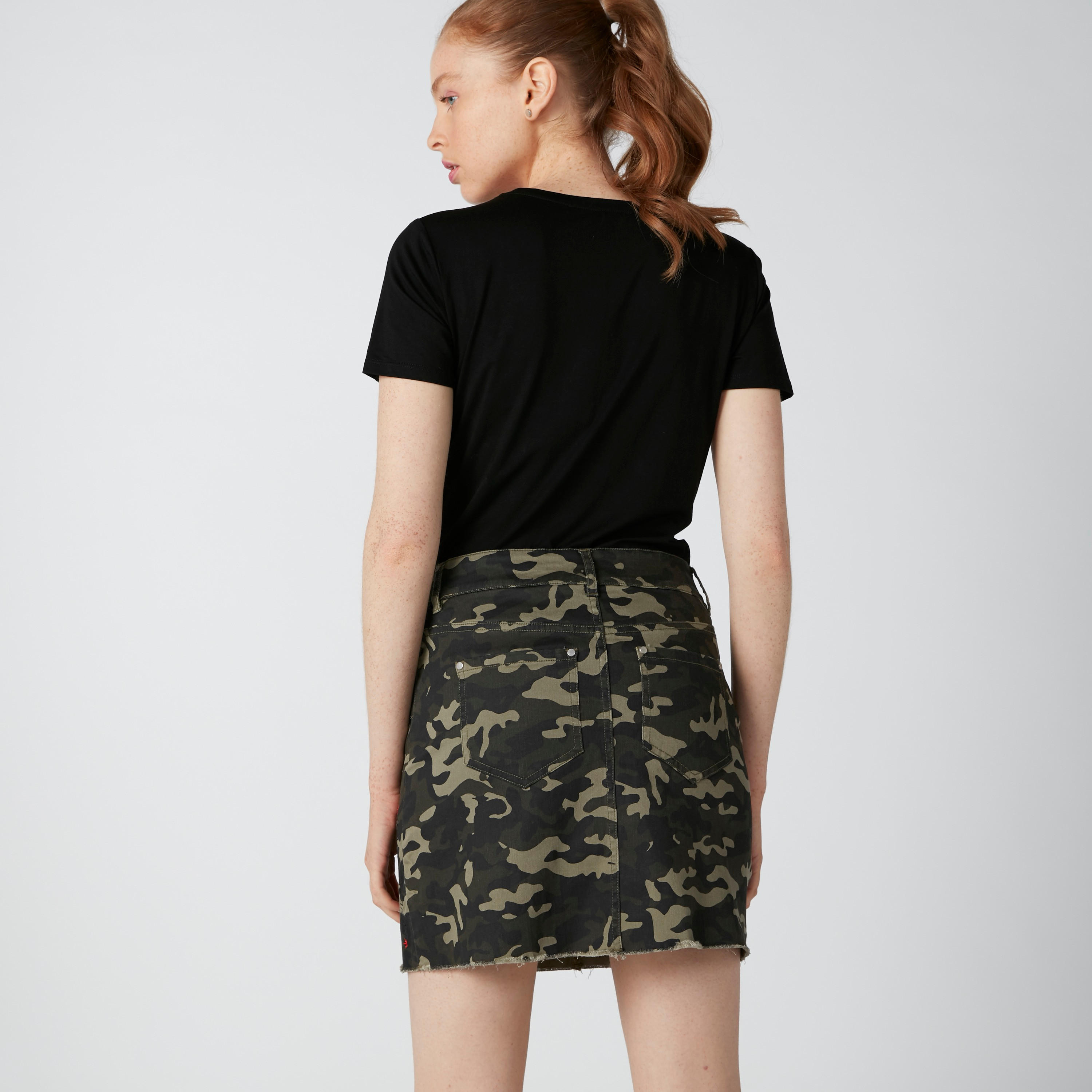 Camouflage Printed Mini Skirt with Pocket Detail and Button Closure-women-clothing-bottoms-skirts-image-2