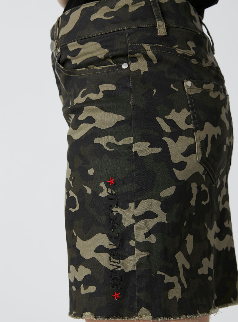 Camouflage Printed Mini Skirt with Pocket Detail and Button Closure-women-clothing-bottoms-skirts-image-5