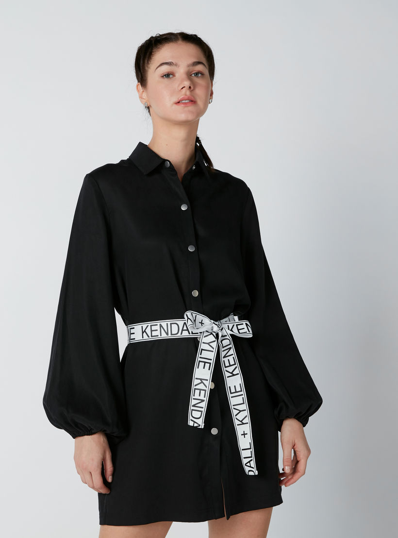 فستان قميص قصير بأكمام طويلة وحزام بطبعات-women-clothing-dresses-image-1