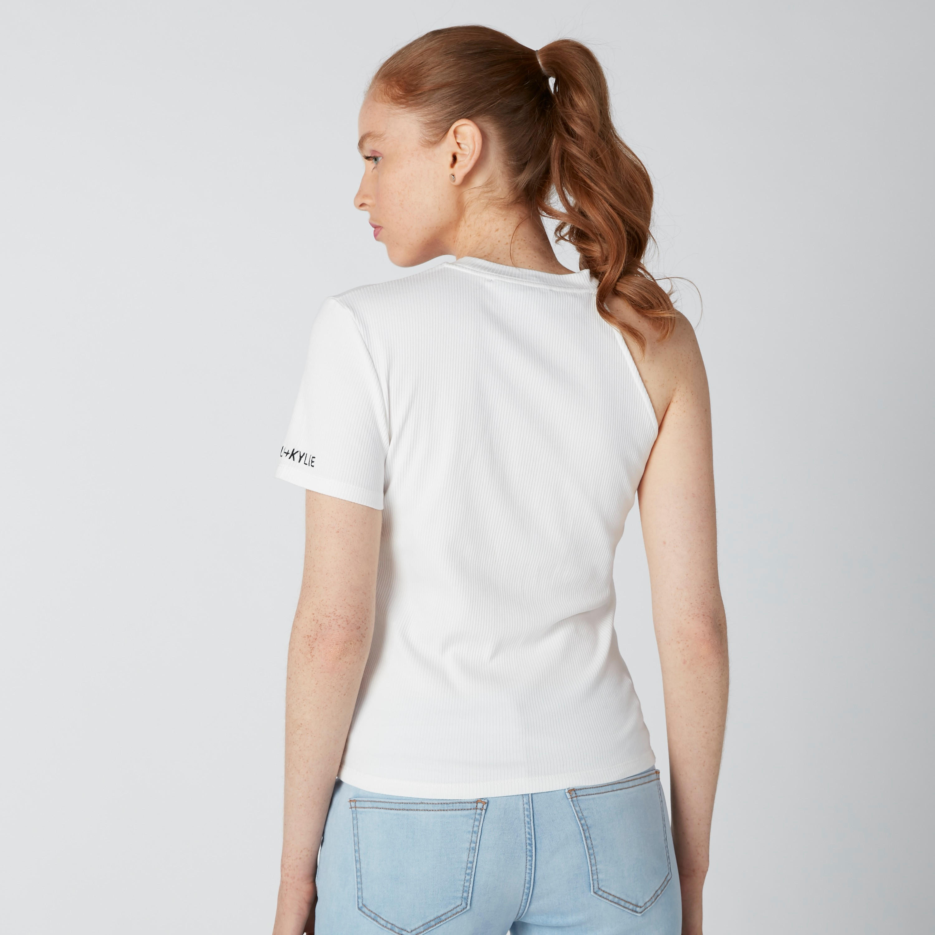 Ribbed Top with One Sleeve-women-clothing-shirtsandblouses-blouses-image-2