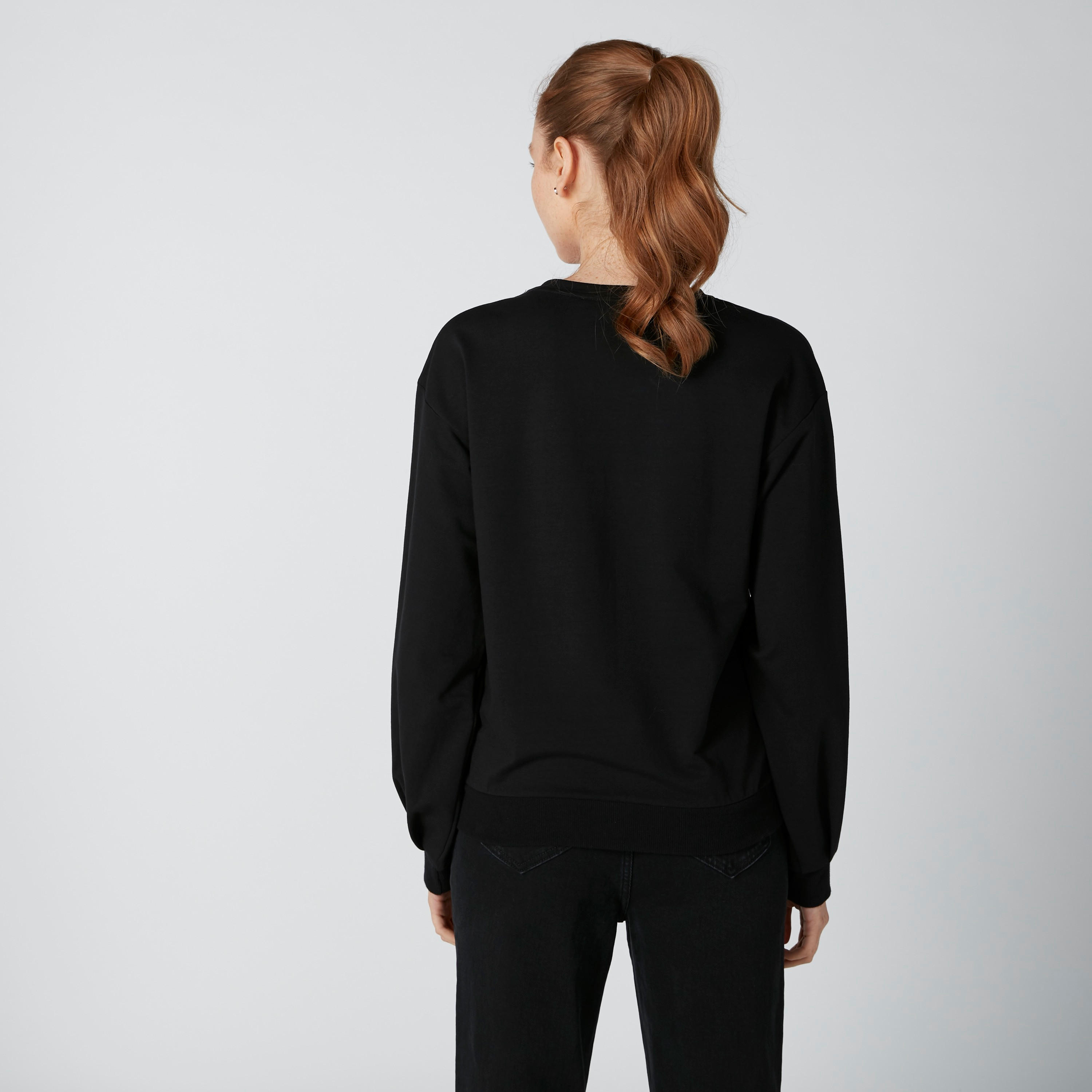 Printed Sweatshirt with Round Neck and Long Sleeves-women-winterwear-hoodiesandsweatshirts-sweatshirts-image-2