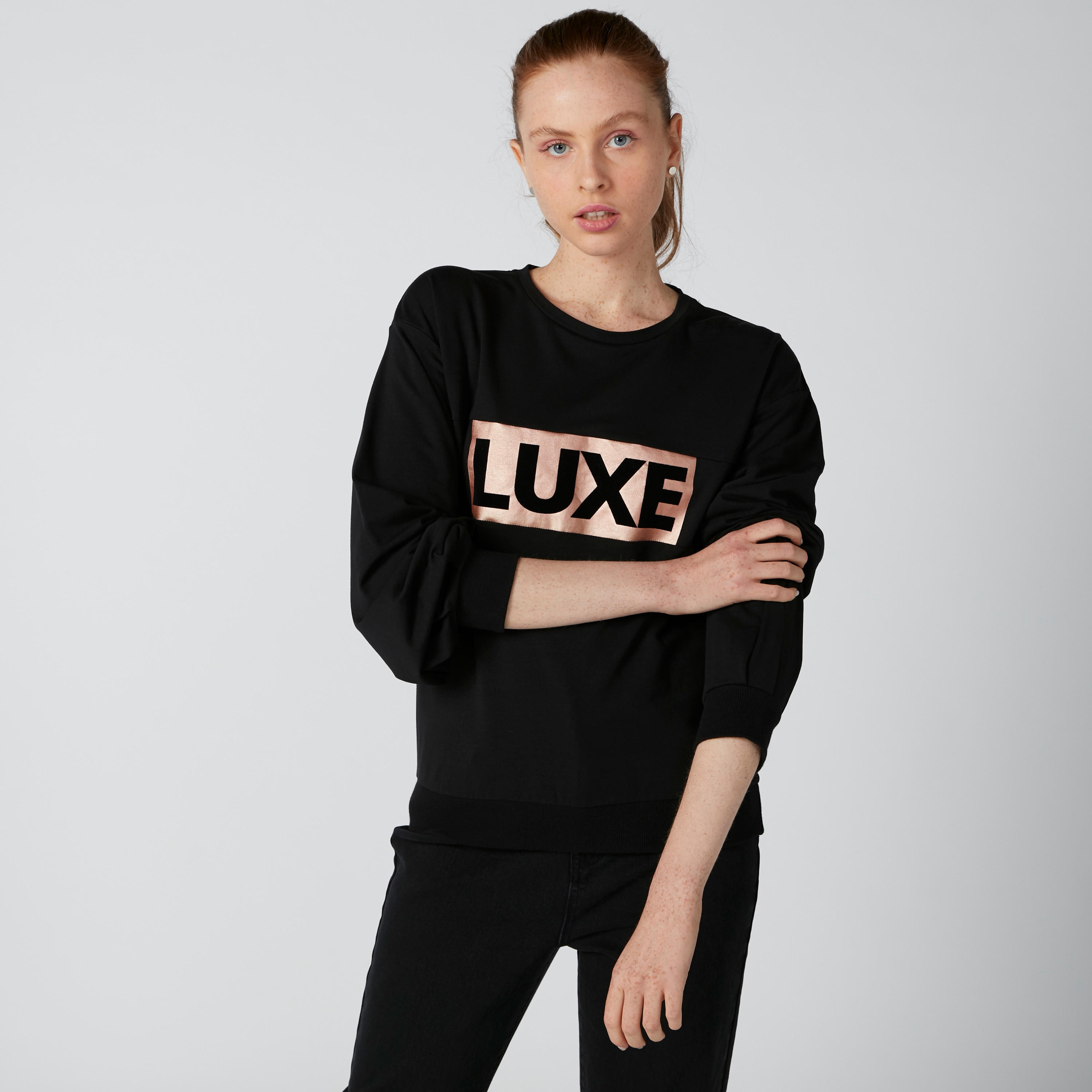 Printed Sweatshirt with Round Neck and Long Sleeves-women-winterwear-hoodiesandsweatshirts-sweatshirts-image-3