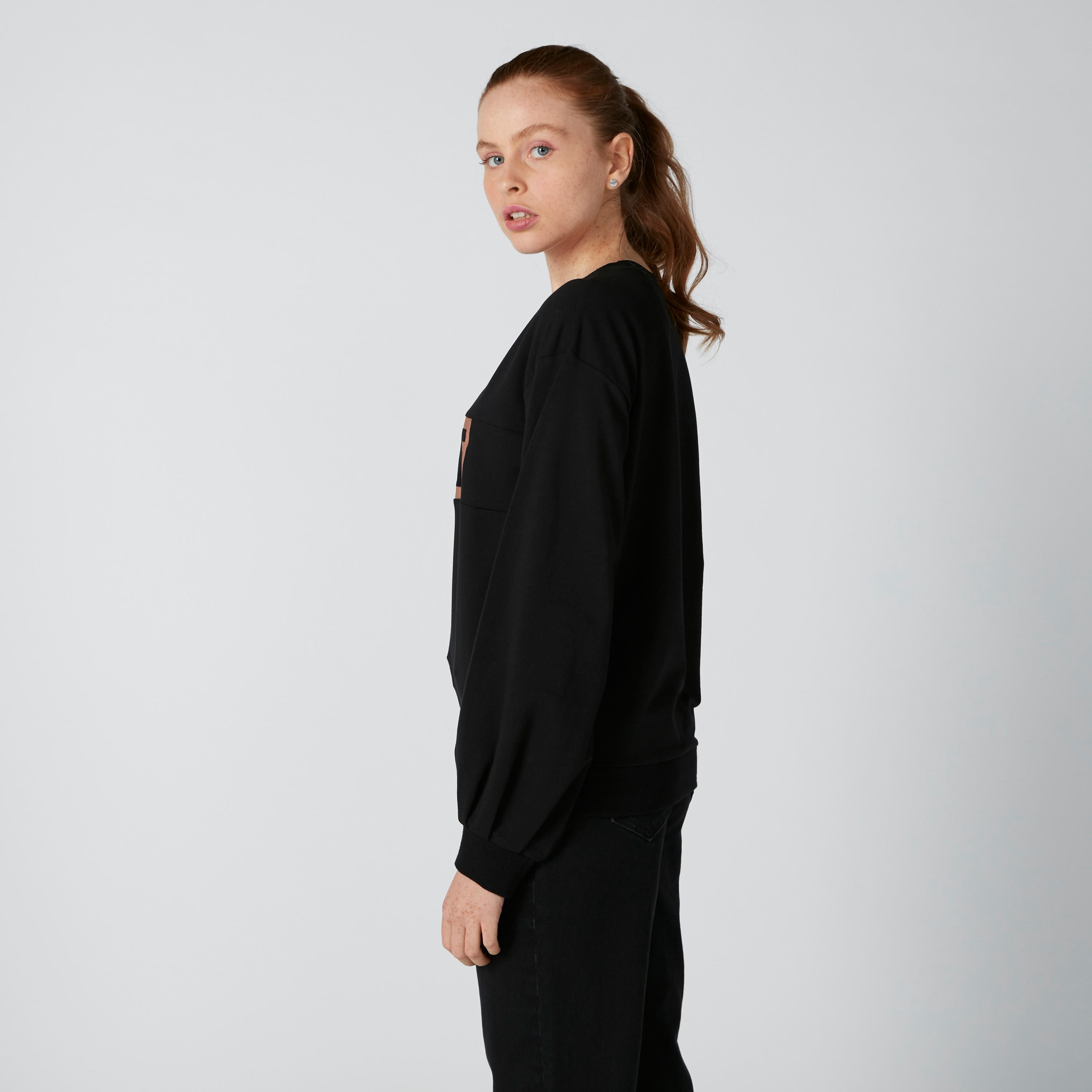 Printed Sweatshirt with Round Neck and Long Sleeves-women-winterwear-hoodiesandsweatshirts-sweatshirts-image-4
