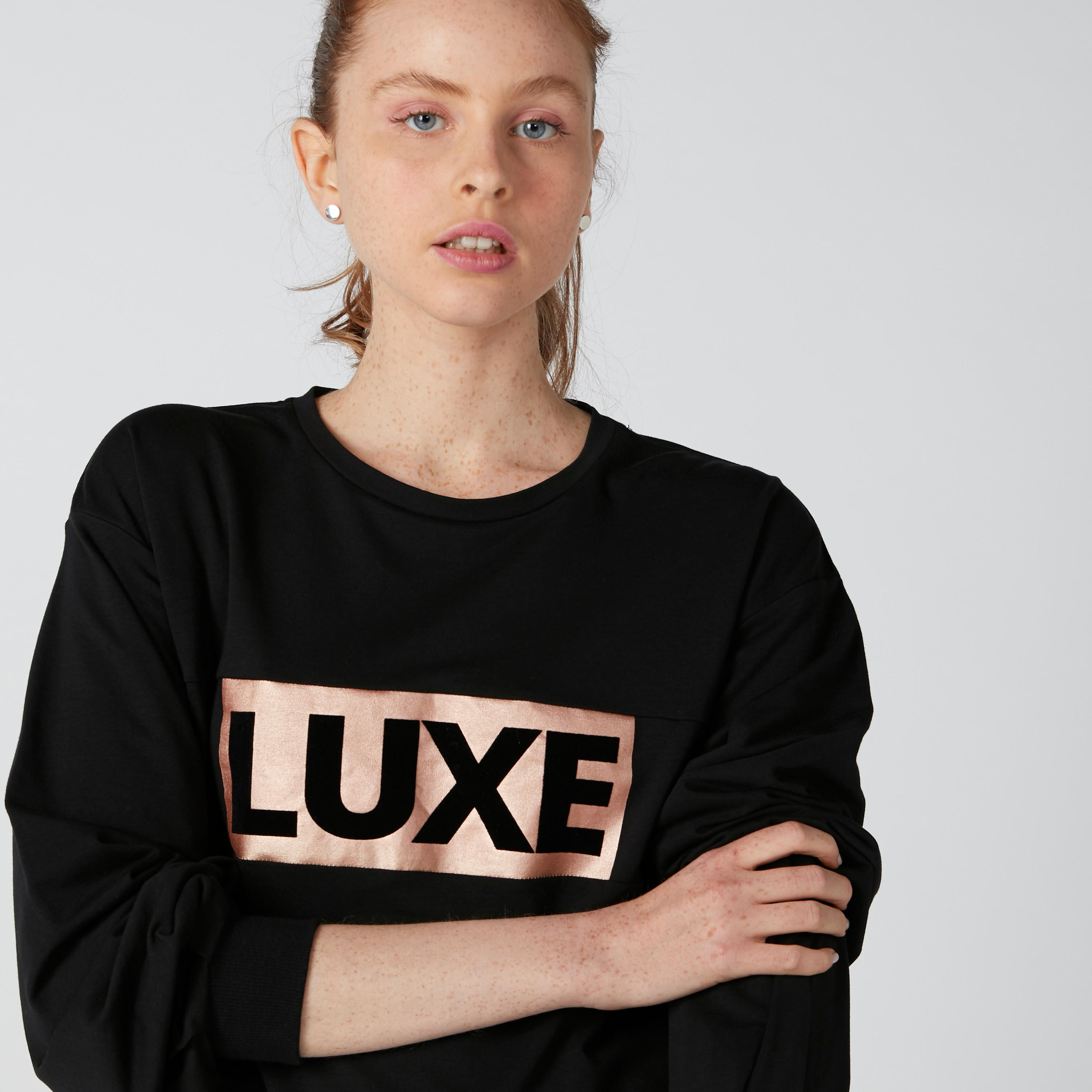 Printed Sweatshirt with Round Neck and Long Sleeves-women-winterwear-hoodiesandsweatshirts-sweatshirts-image-5