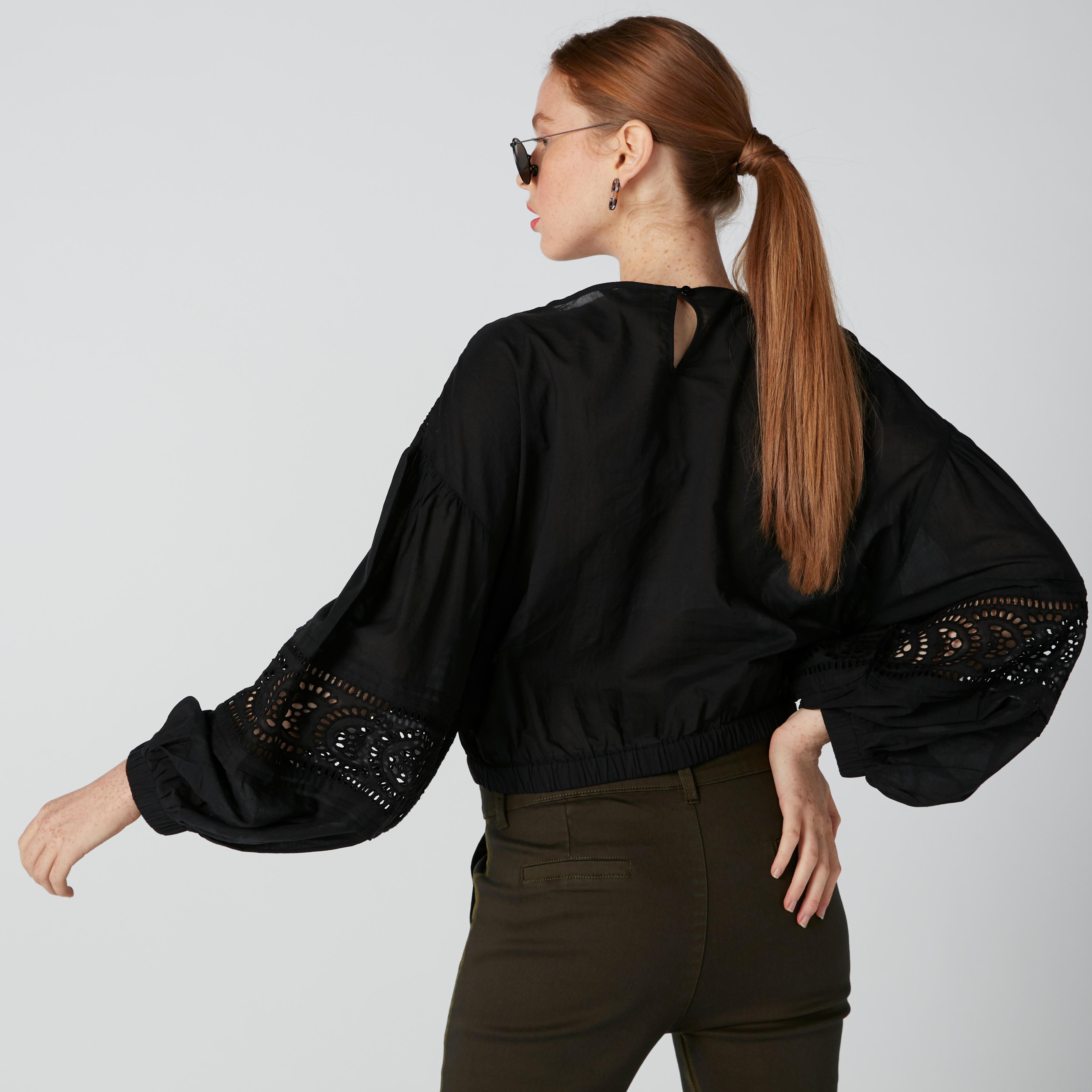 Schiffli Detail Top with V-Neck and Long Sleeves-women-clothing-shirtsandblouses-blouses-image-2