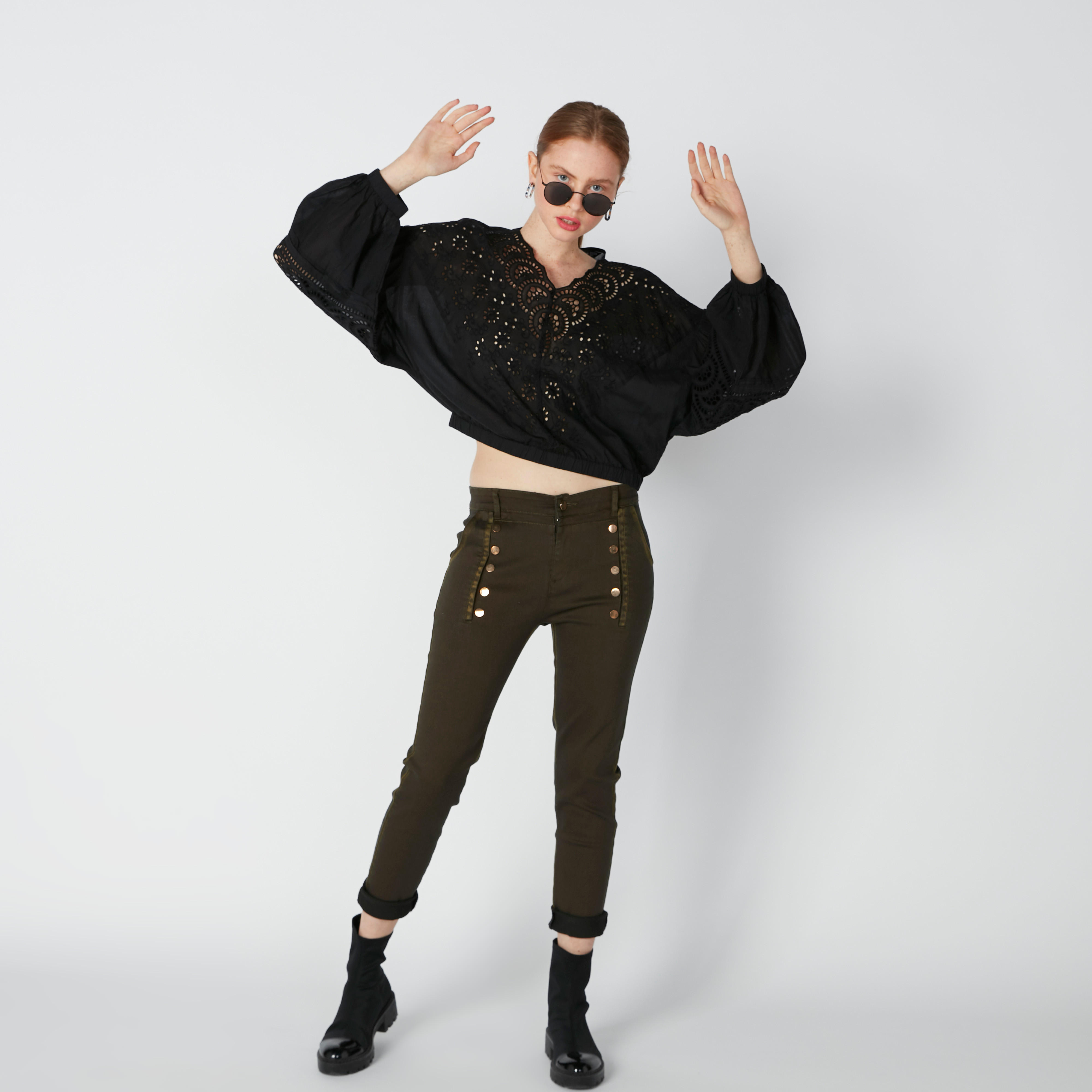 Schiffli Detail Top with V-Neck and Long Sleeves-women-clothing-shirtsandblouses-blouses-image-4