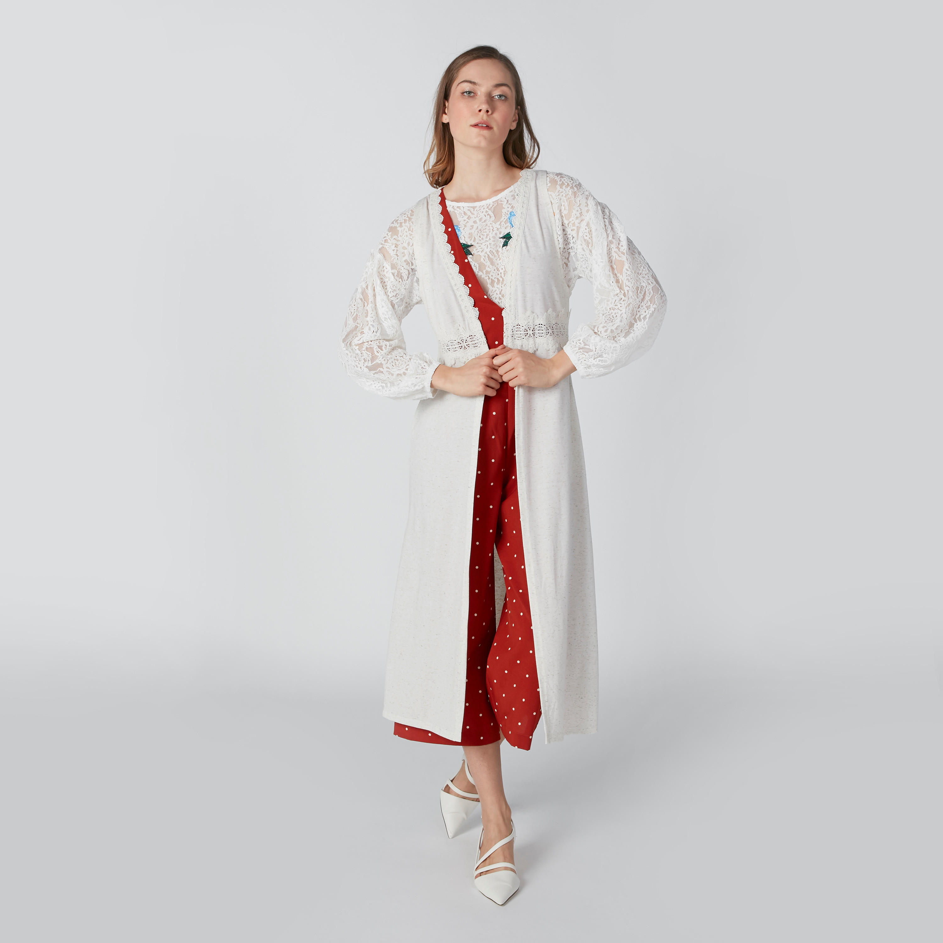 كارديجان طويل بأكمام طويلة وتفاصيل دانتيل-women-winterwear-cardigansandjumpers-cardigans-image-1