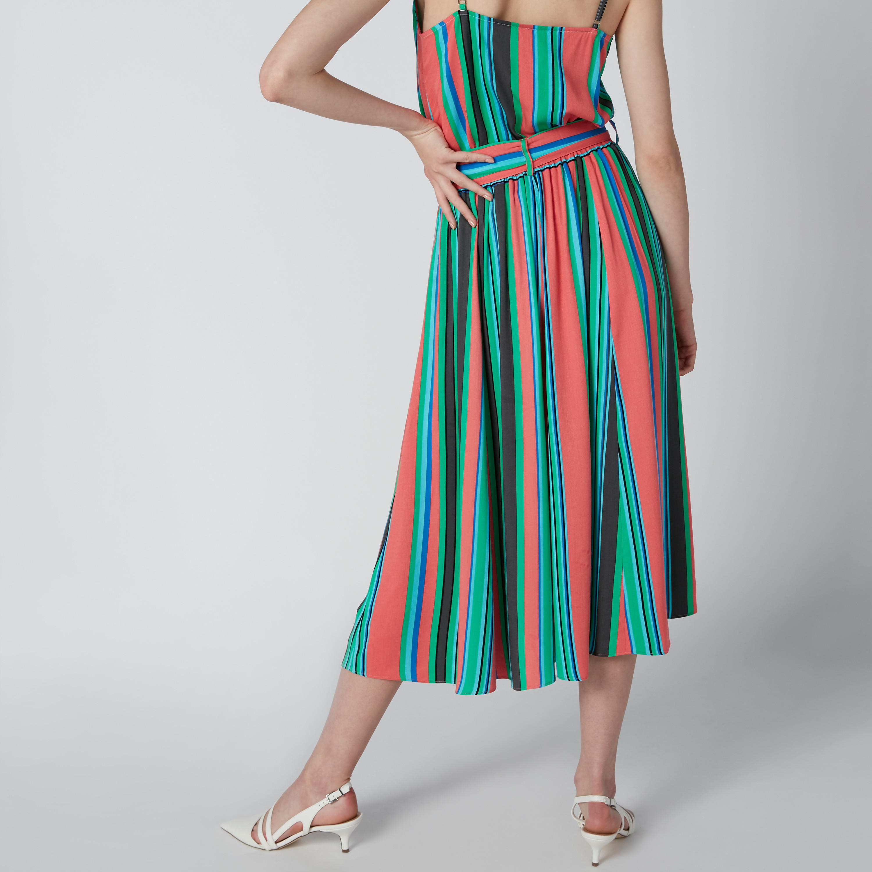 تنورة مقلّمة إيه لاين متوسطة الطول بحزام رباط-women-clothing-bottoms-skirts-image-4