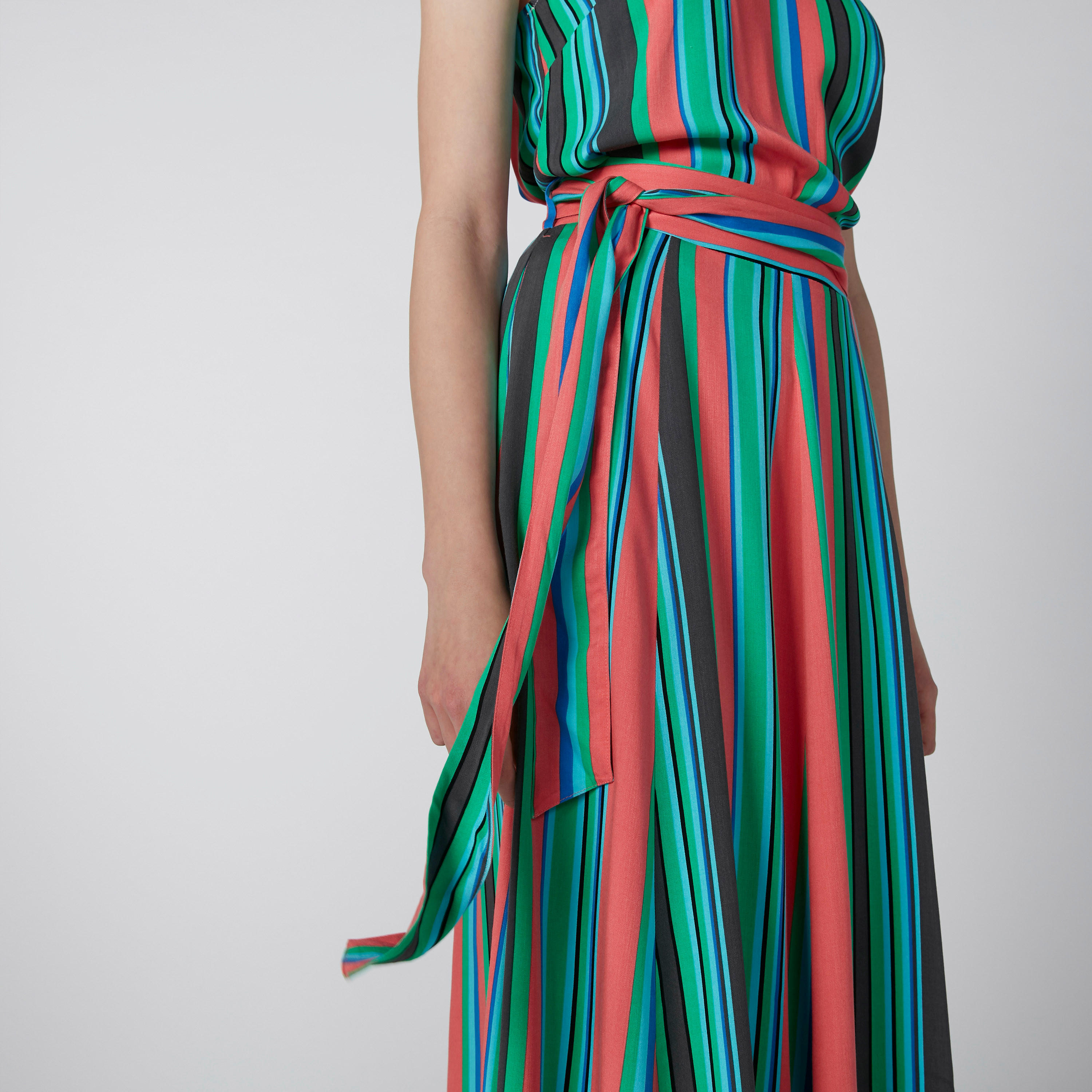 تنورة مقلّمة إيه لاين متوسطة الطول بحزام رباط-women-clothing-bottoms-skirts-image-5