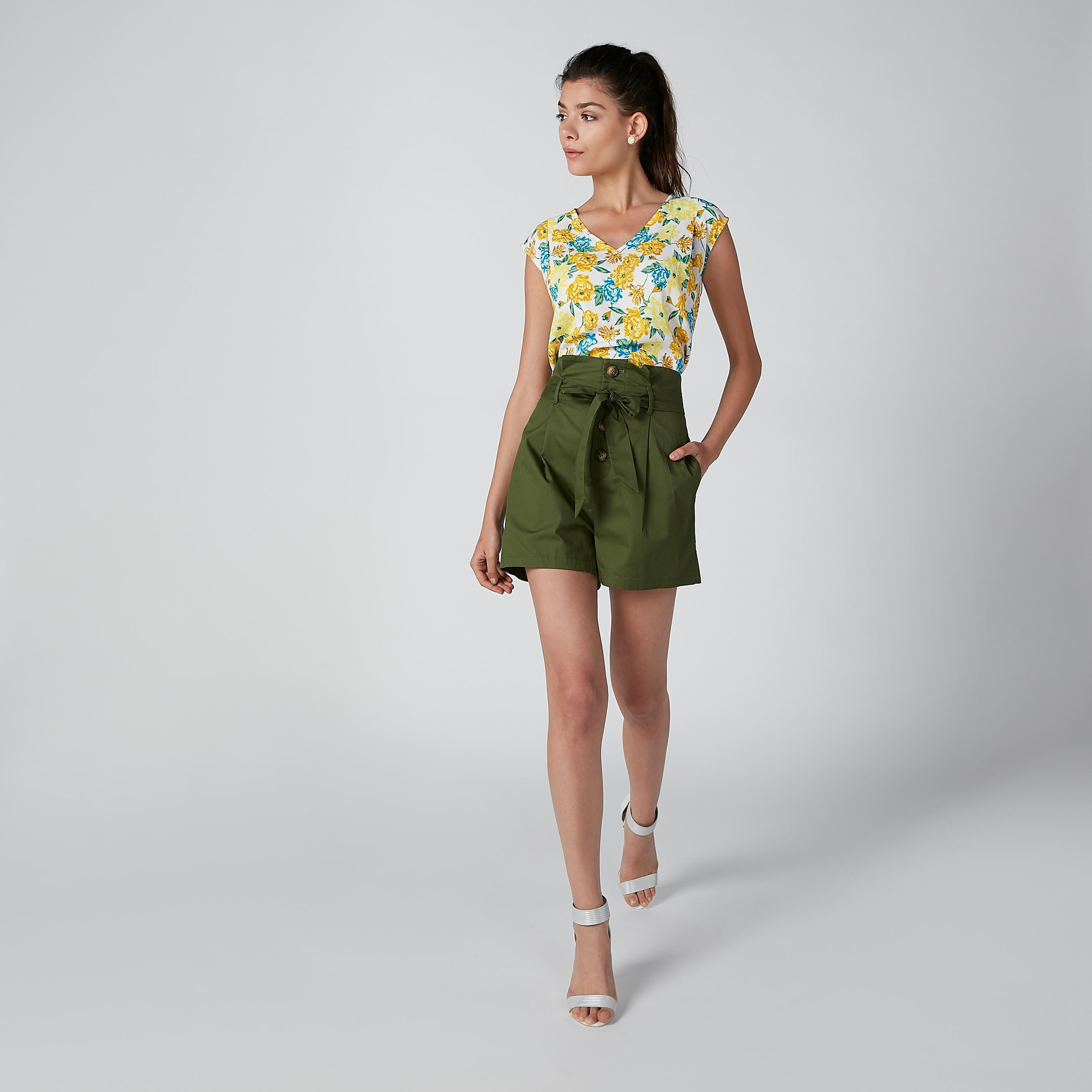 Solid Shorts with Tie Up Belt-women-clothing-bottoms-shorts-image-1
