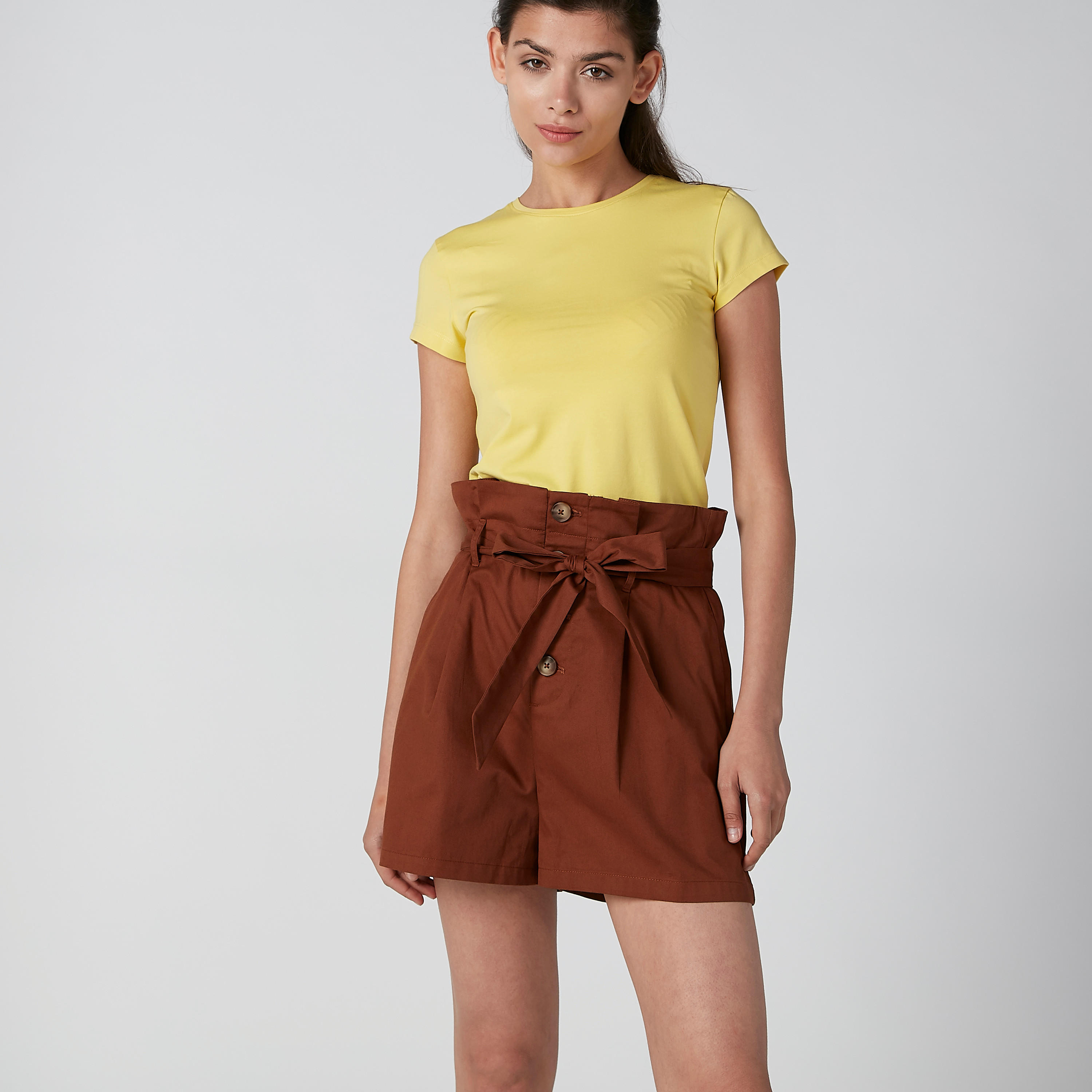 Solid Shorts with Tie Up Belt and Pocket Detail-women-clothing-bottoms-shorts-image-1
